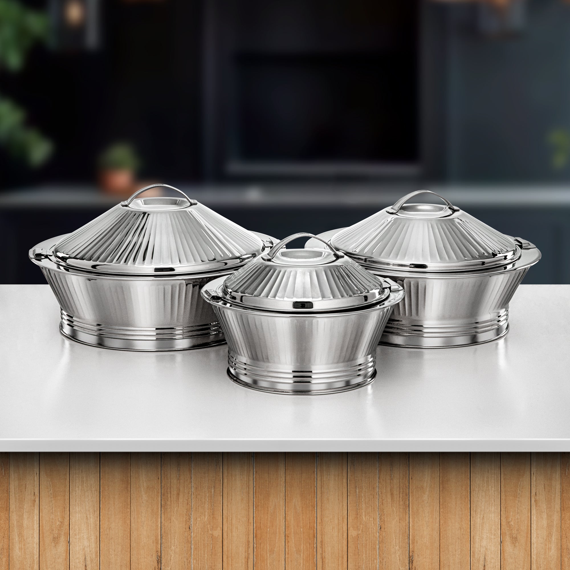 Almarjan Manara Hot Pot Set 3 Pieces Silver