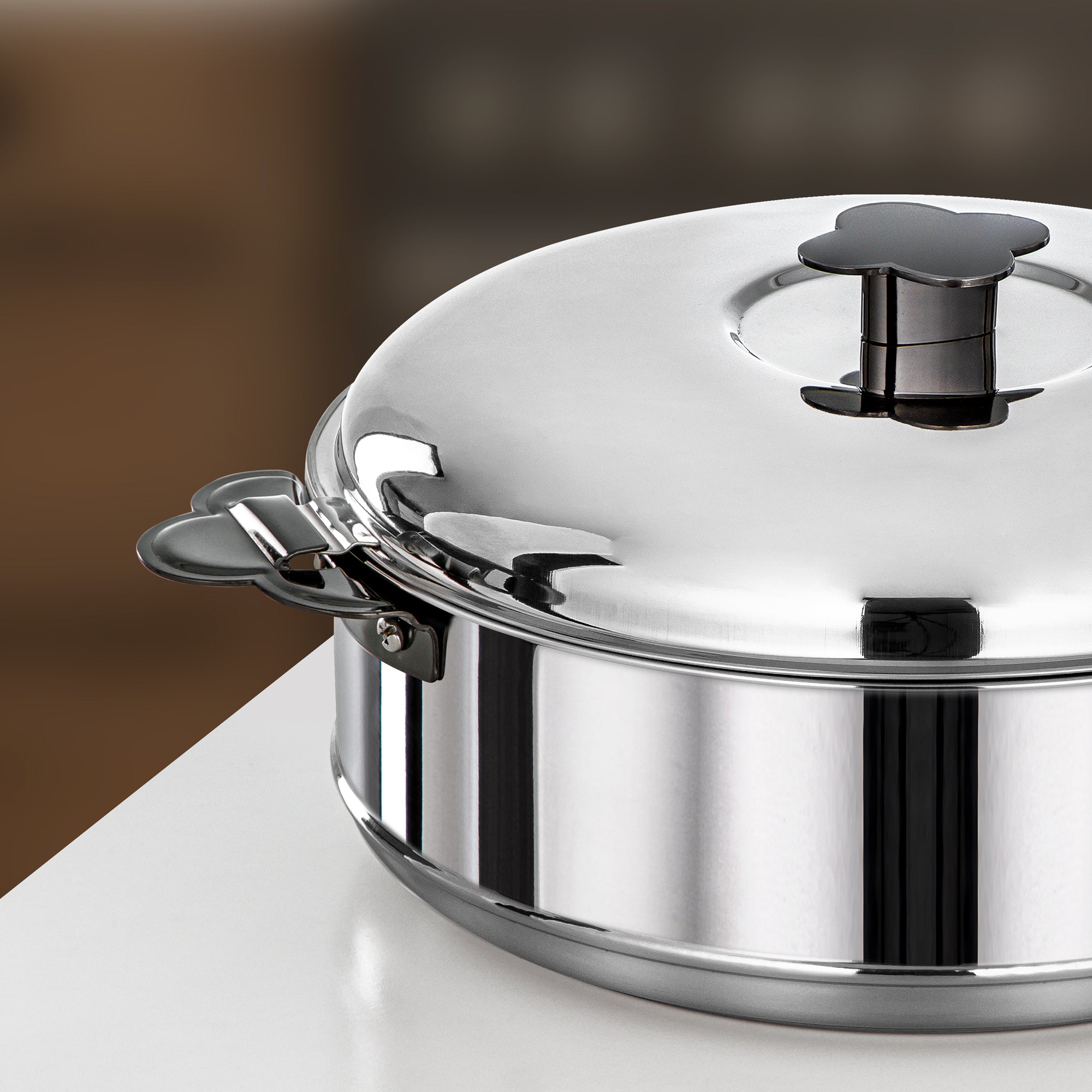 Almarjan Vida Hot Pot Set 3 Pieces 2.5L, 3.5L & 5L Silver & Gun Black