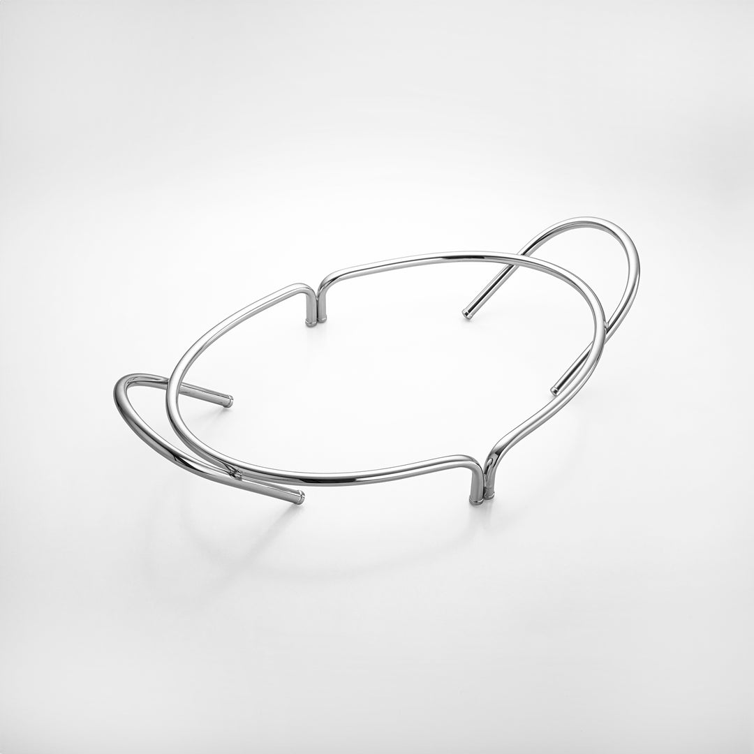 Almarjan Mirror Finish Oval Serving Tray with Porcelain Bowl - 45CM, Made in Italy