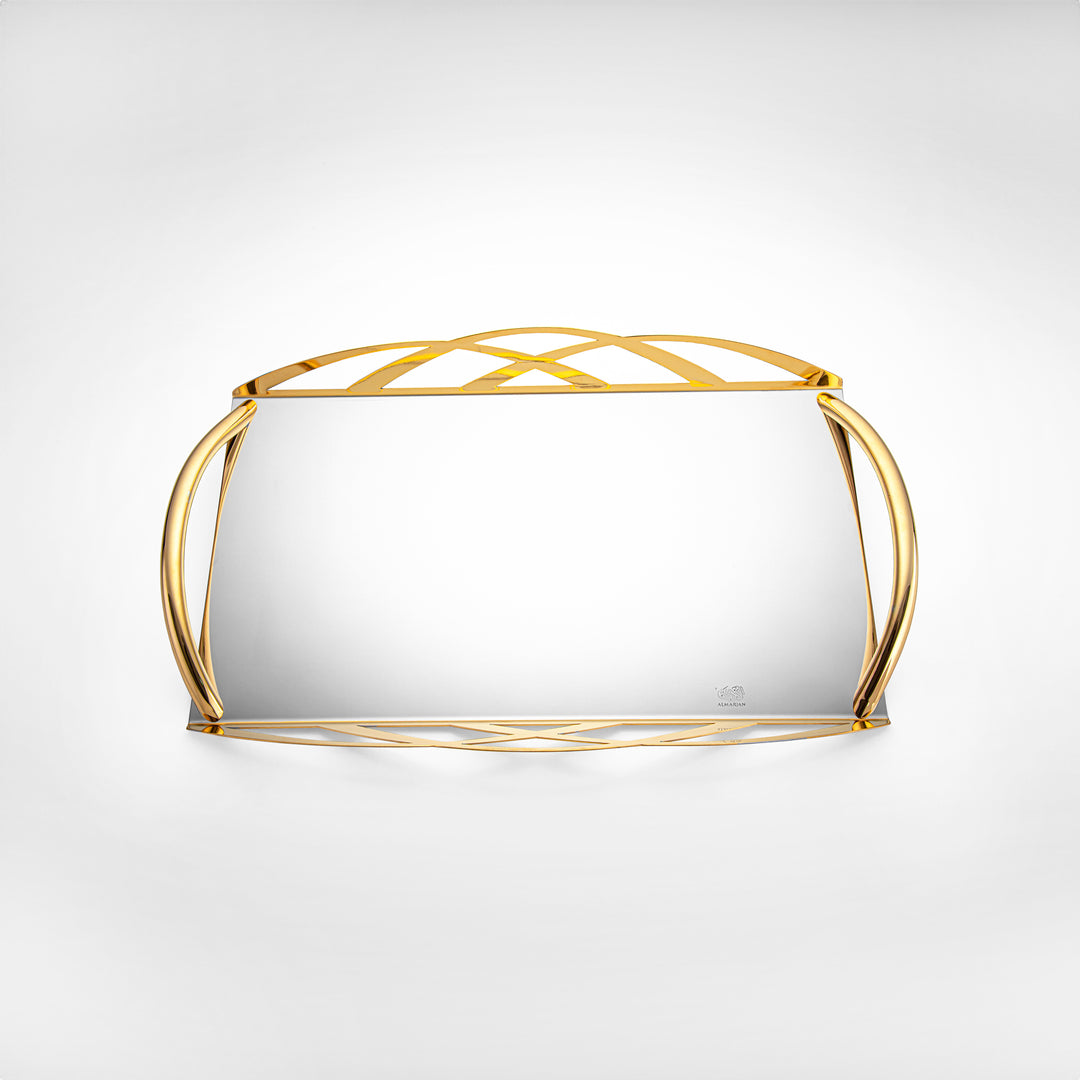 Almarjan Gold-Plated Rectangle Serving Tray - 45CM, Made in Italy