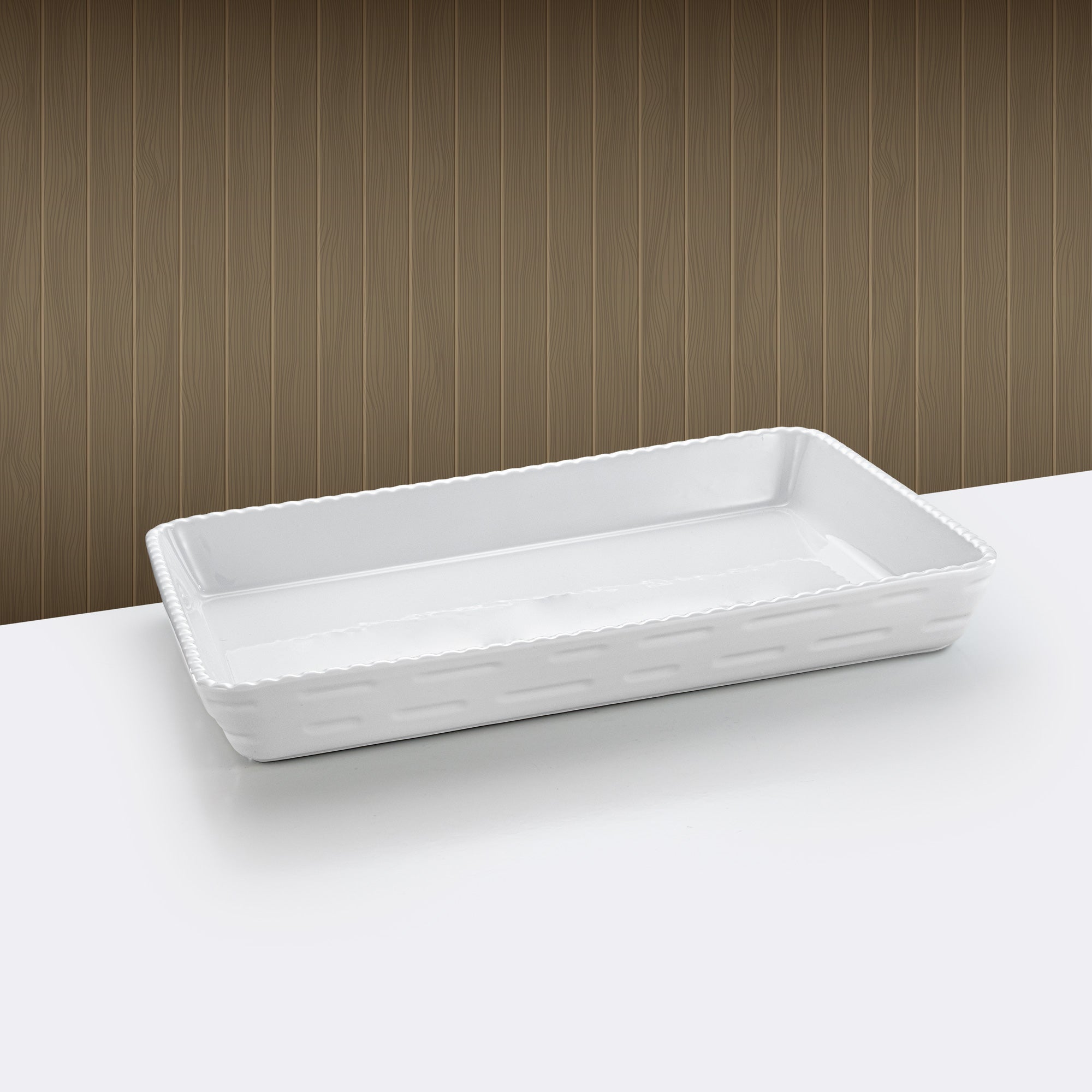Almarjan Rectangular Serving Dish 45cm Gold & White