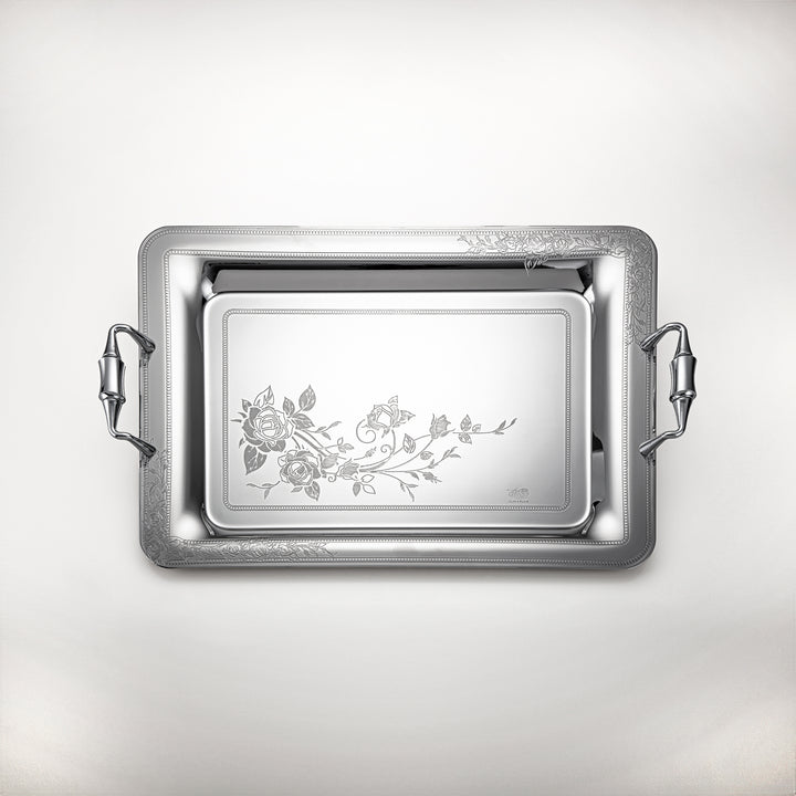 Almarjan 45 CM Lea Collection Stainless Steel Serving Tray Silver - STS2051267