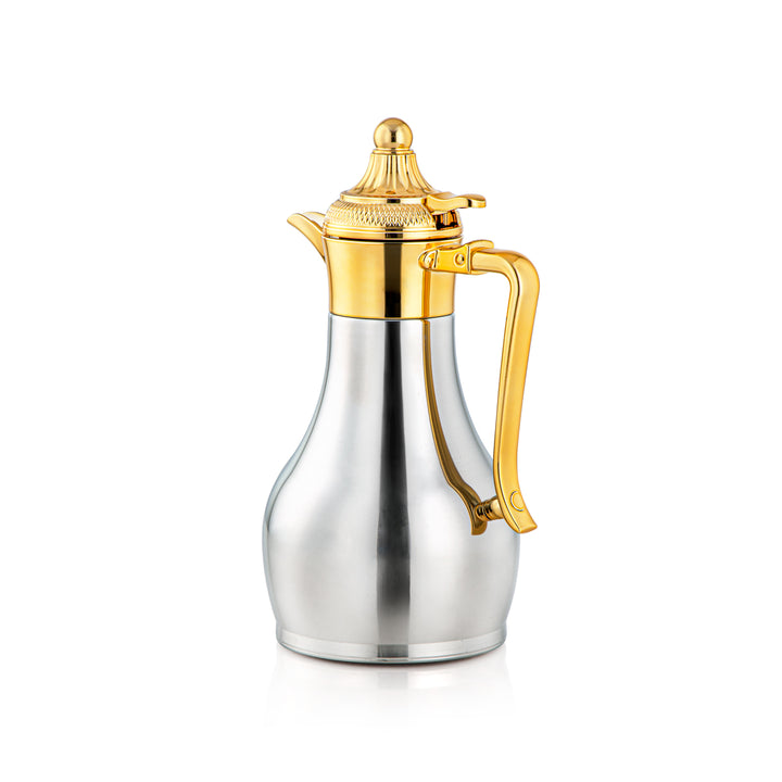 Almarjan 0.8 Liter Stainless Steel Vacuum Dallah Silver & Gold - SUT-080-CRG