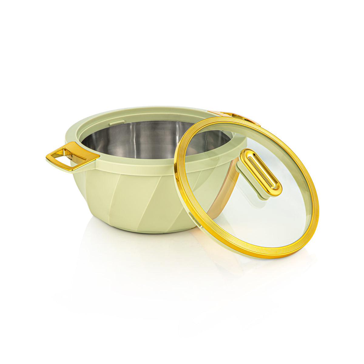 Almarjan 3 Piece Salwa Collection Plastic Hot Pot Light Green & Gold - SW001G LG/G