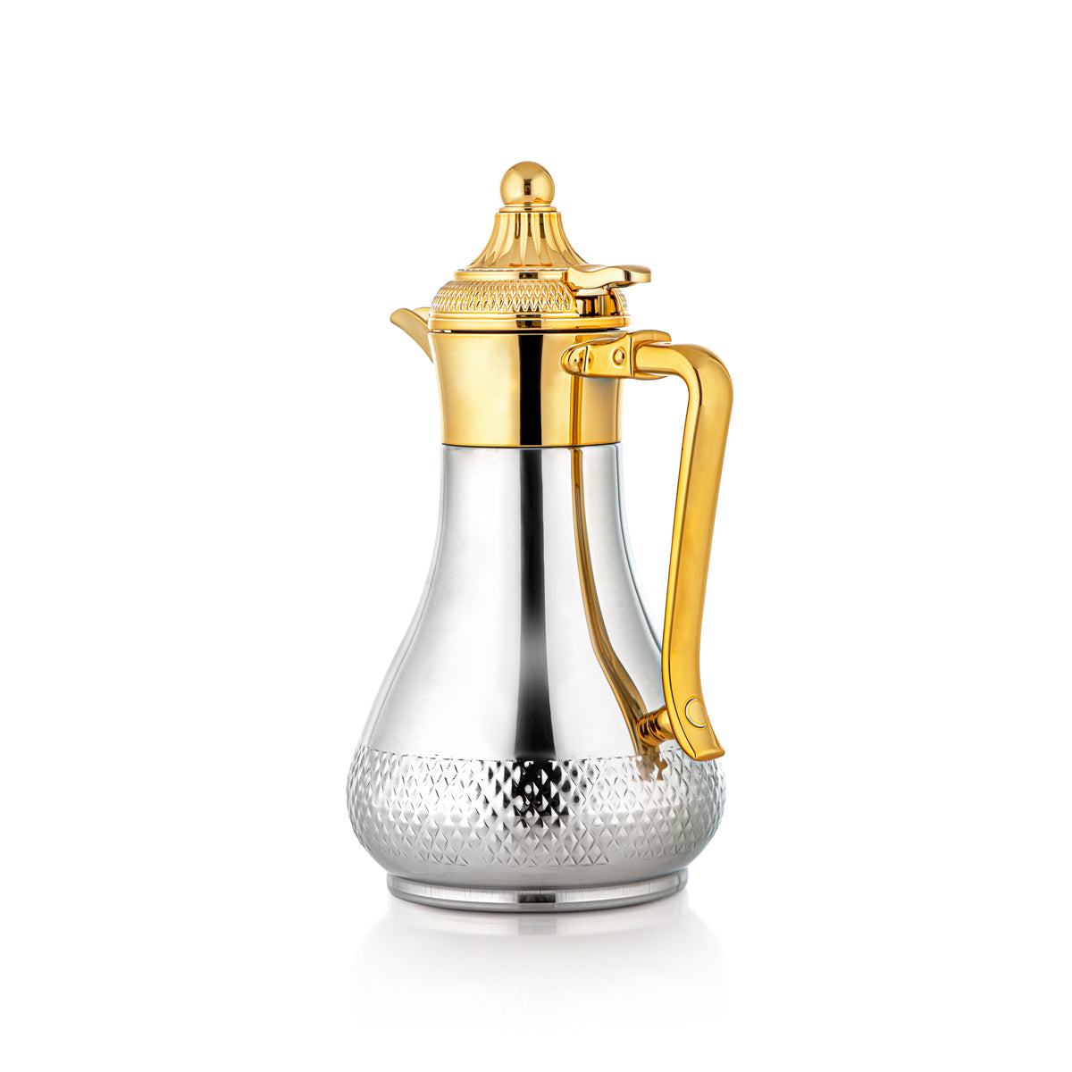 Almarjan 0.6 Liter Stainless Steel Vacuum Dallah Silver & Gold- SWT/D-060-CRG