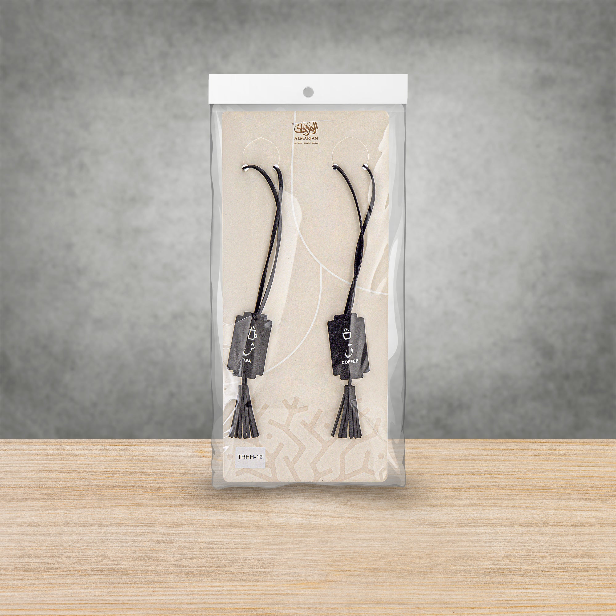 Almarjan Tea & Coffee Tags Set Black Tassel Slim
