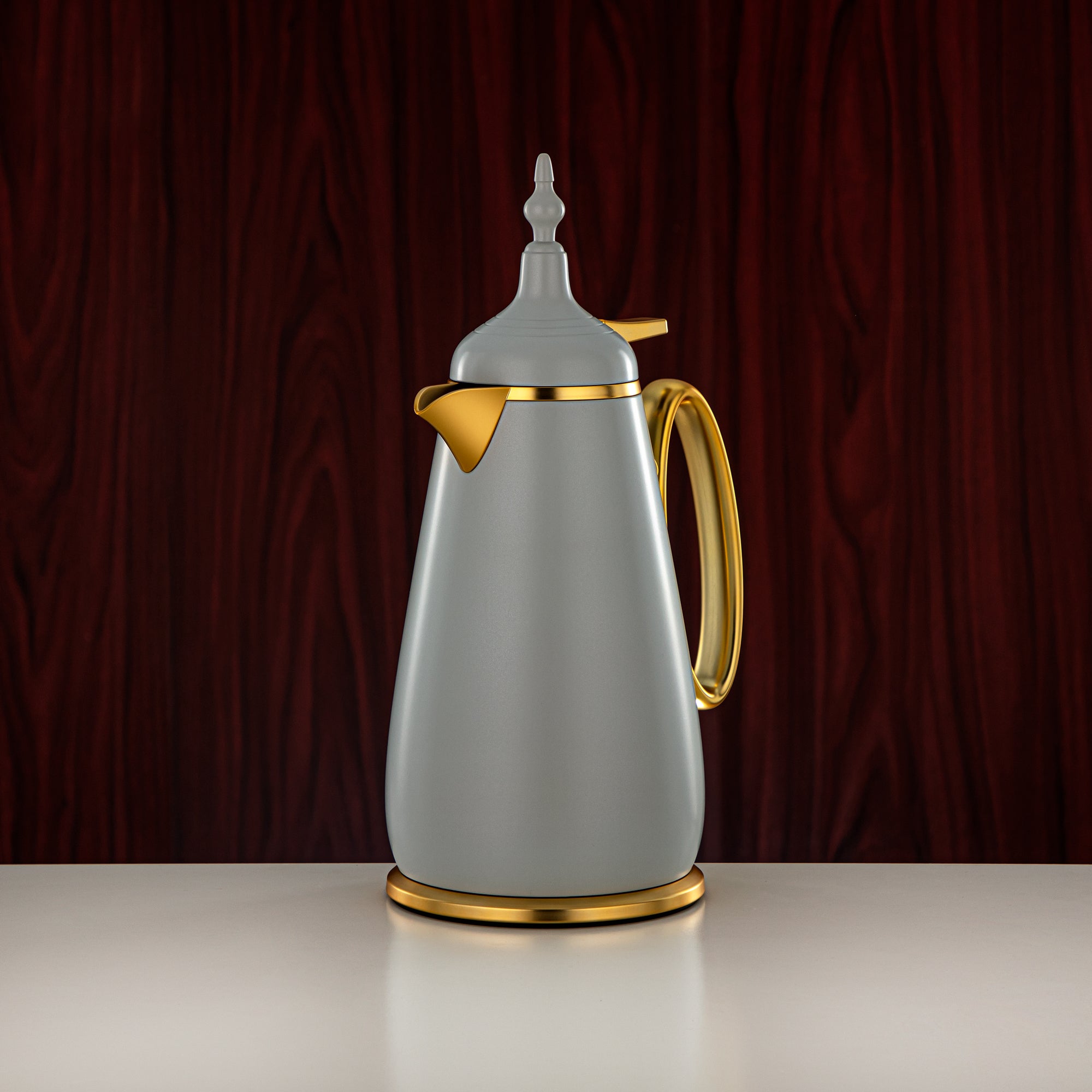 Almarjan Vacuum Flask Set Push Button ABS Matt Grey & Matt Gold 0.7L + 1L (UOP-A0700/B1000Q265YZE22) - Classic Vacuum Flask