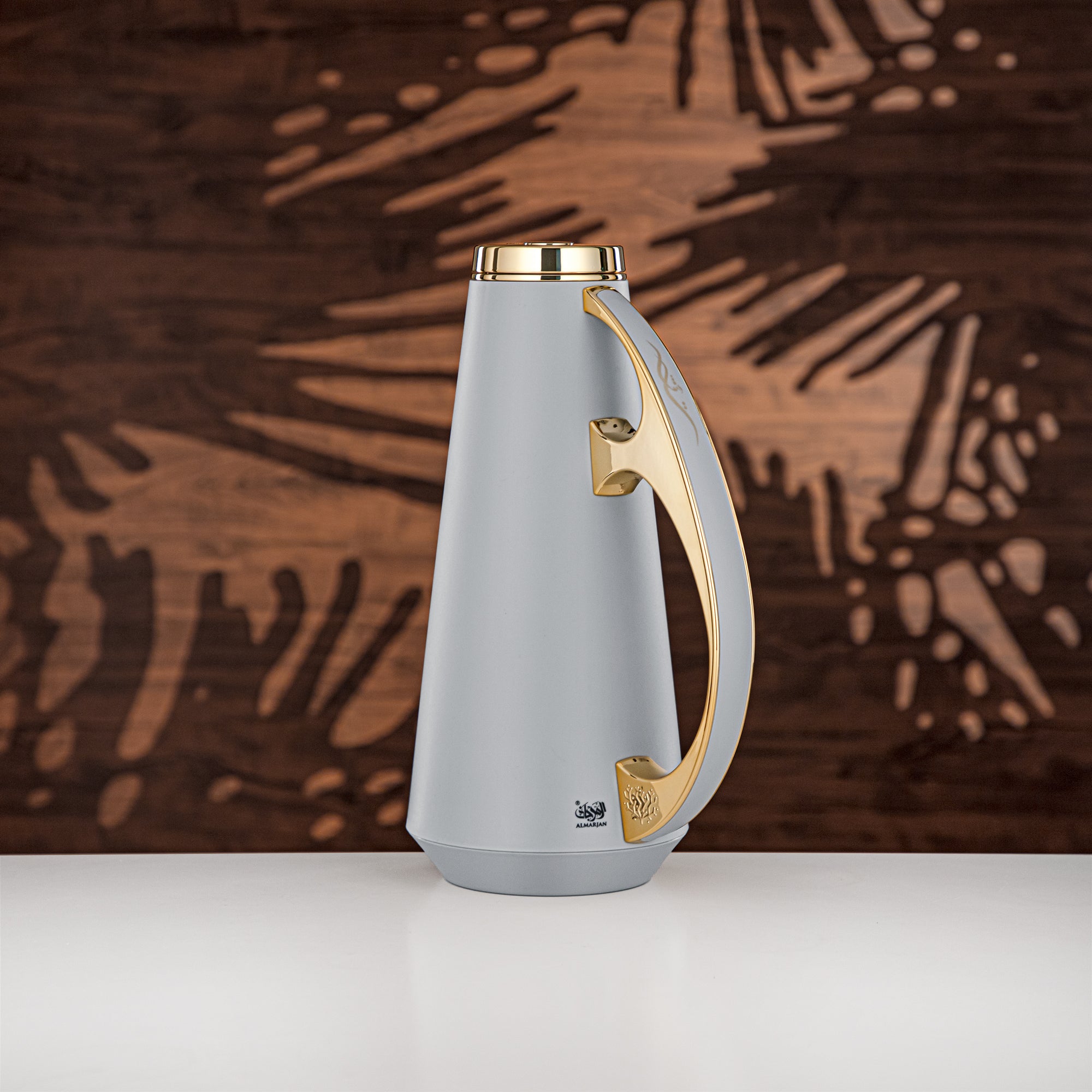 Almarjan Vacuum Flask Set, ABS, 1L + 1L, Light Grey & Gold (UPP-1000/1000 GRAG) - Modern Serving