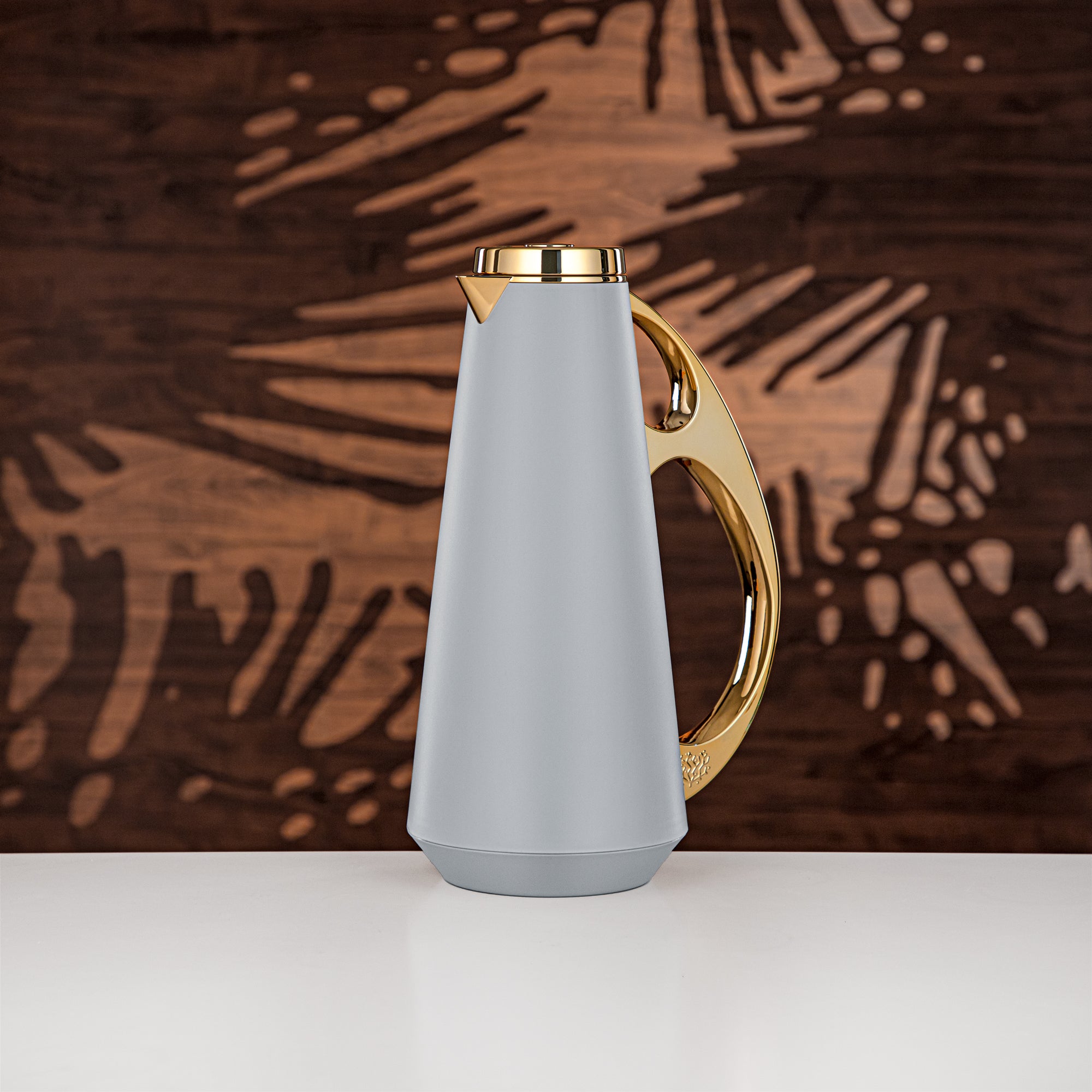 Almarjan Vacuum Flask Set, ABS, 1L + 1L, Light Grey & Gold (UPP-1000/1000 GRAG) - Modern Serving