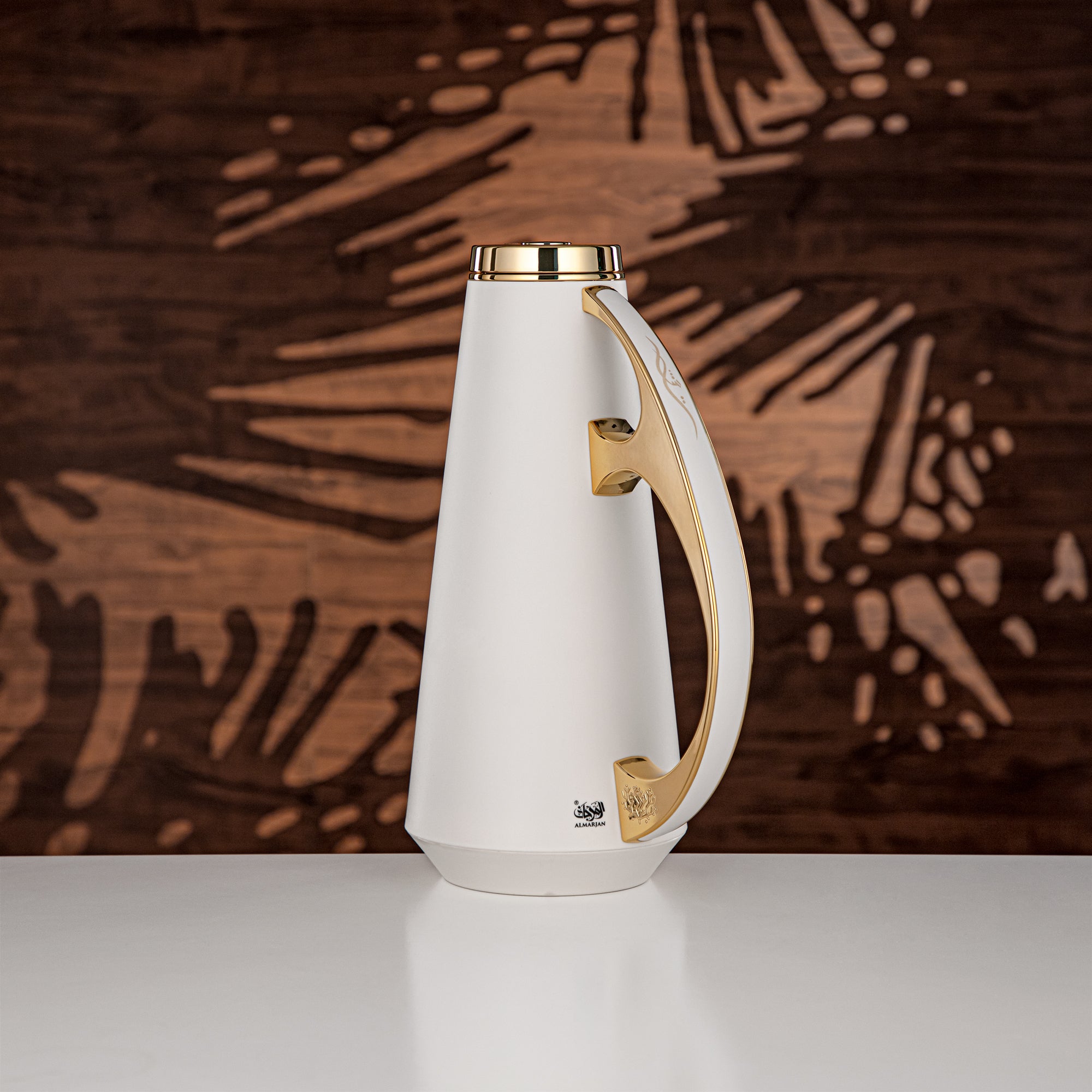 Almarjan Vacuum Flask Set, ABS, 1L + 1L, White & Gold (UPP-1000/1000 WHIG) - Modern Serving