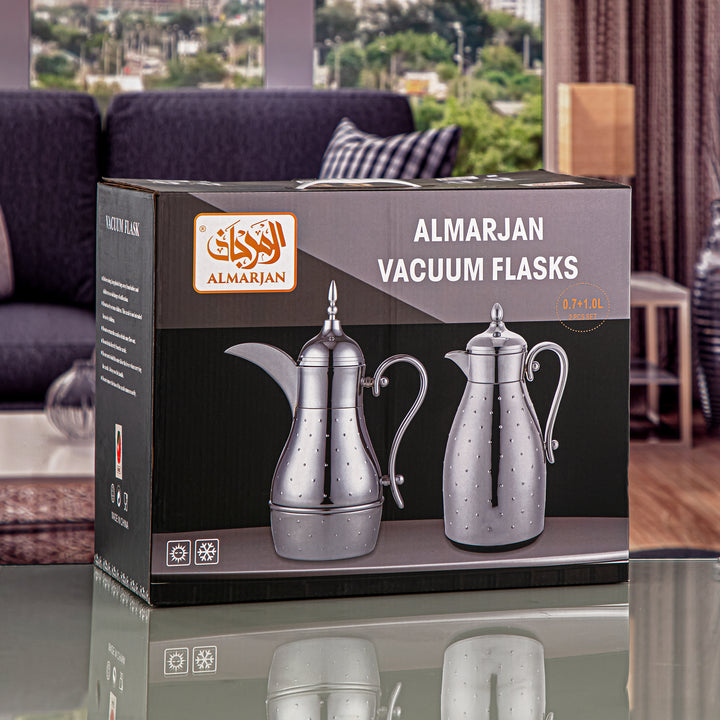 Almarjan 2 Pieces Vacuum Flask Set Silver - VAF0010343