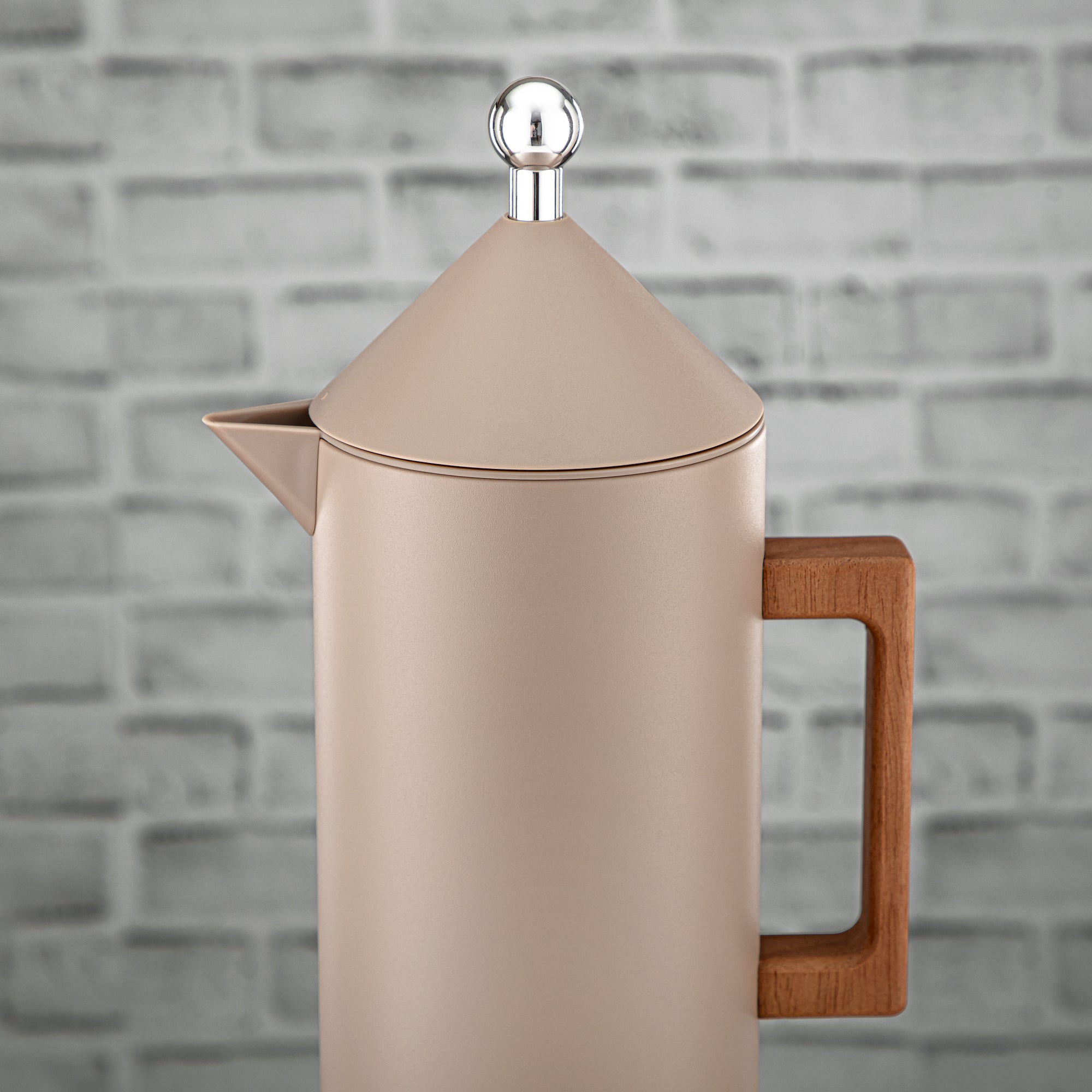 Almarjan Vacuum Flask Set Push Button 0.6L + 1L Beige & Silver (VAF2950004) - Modern Vacuum Flask Set