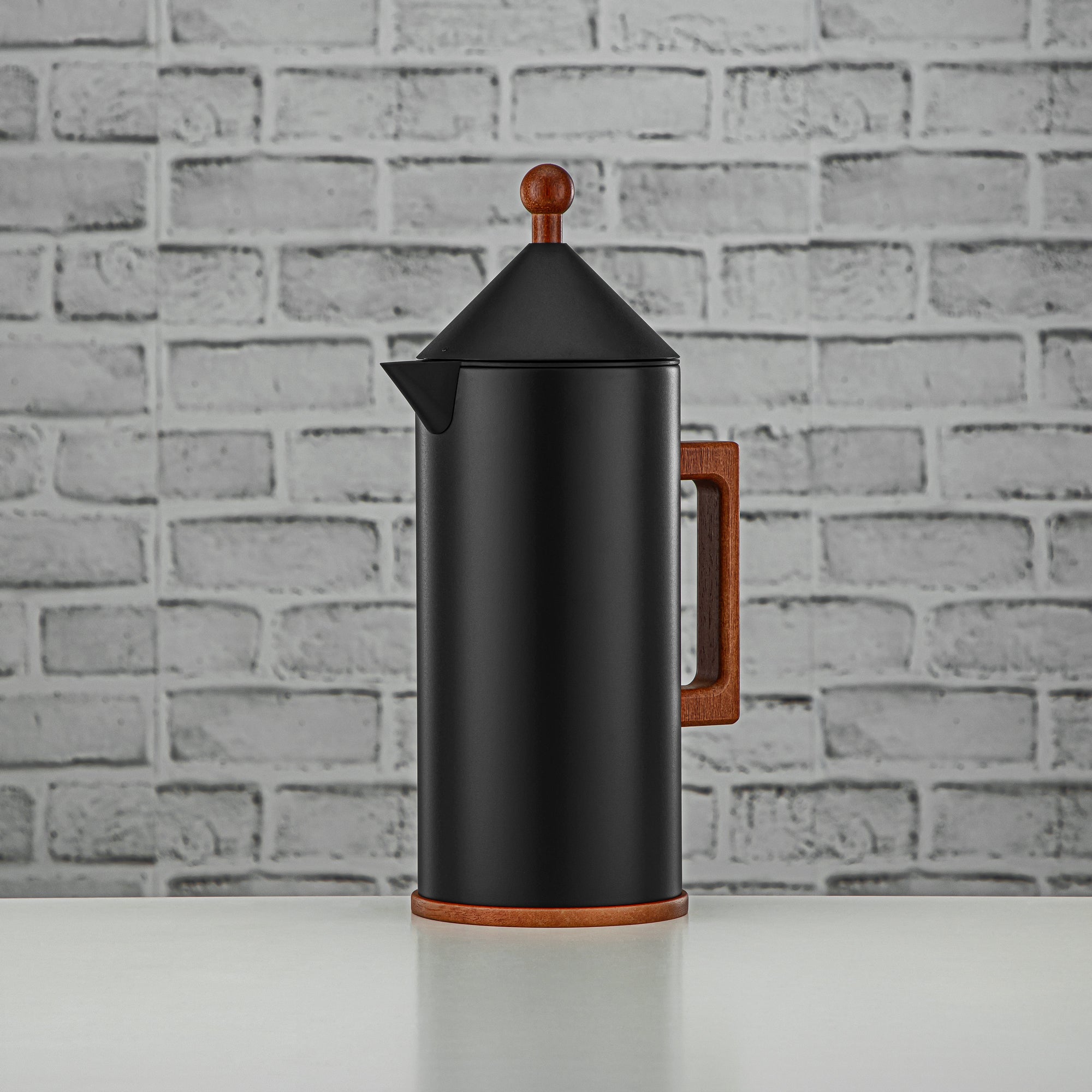 Almarjan Vacuum Flask Set Push Button 0.6L + 1L Black & Wood (VAF2950010) - Modern Vacuum Flask Set