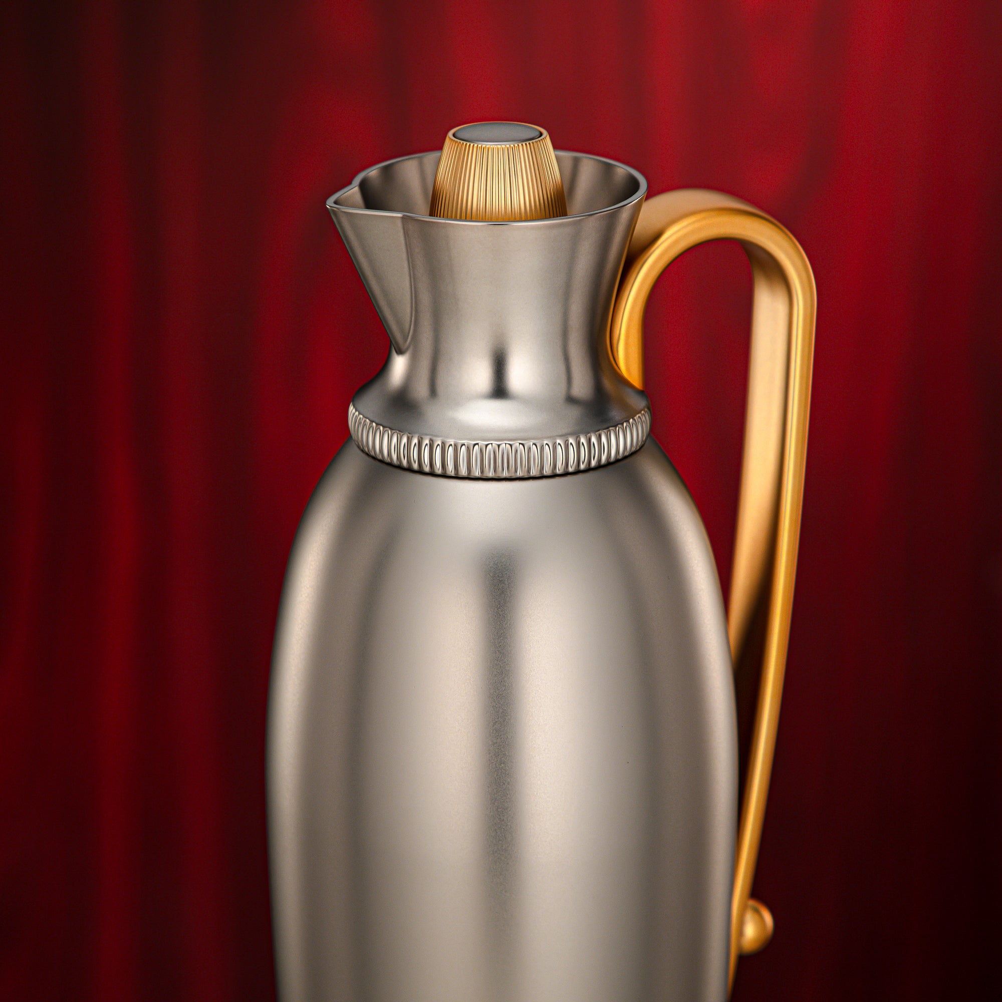 Almarjan Vacuum Flask Set 0.75L & 1L Matte Nickel & Gold