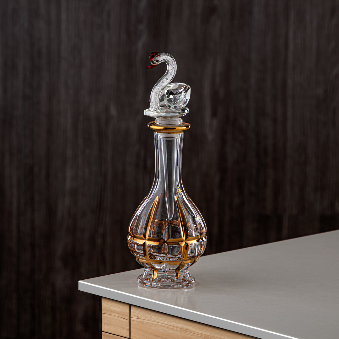 Almarjan Perfume Bottle 200ML (VR-D21-4-Golden) - Glass with Swan Knob | Swan Collection