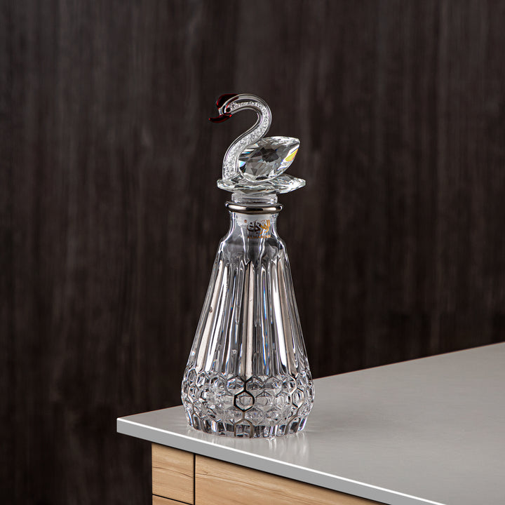 Almarjan Perfume Bottle 200ML (VR-D31-5-Silver) - Glass with Swan Knob | Swan Collection