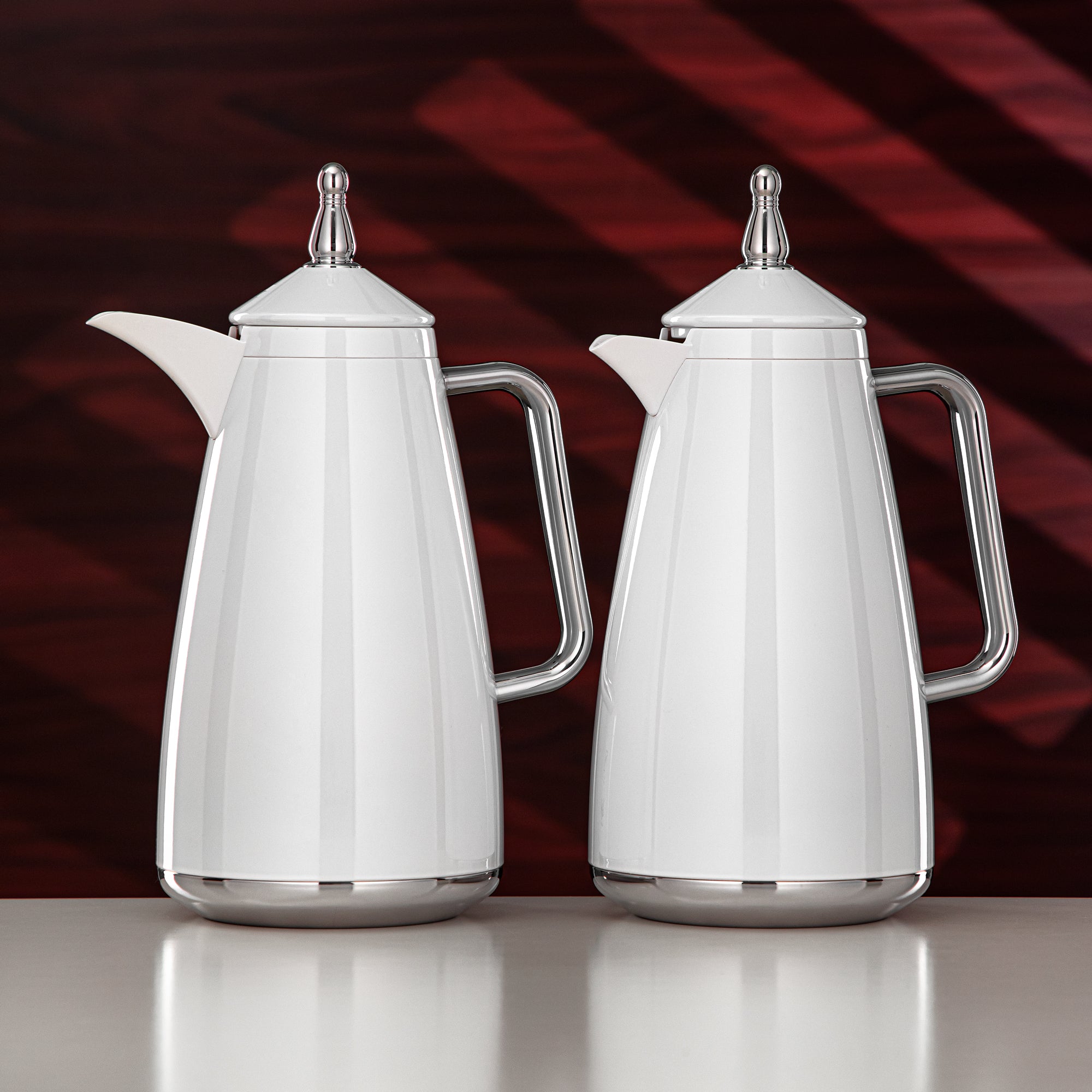 Almarjan Vacuum Flask Set 1L + 1L White & Silver