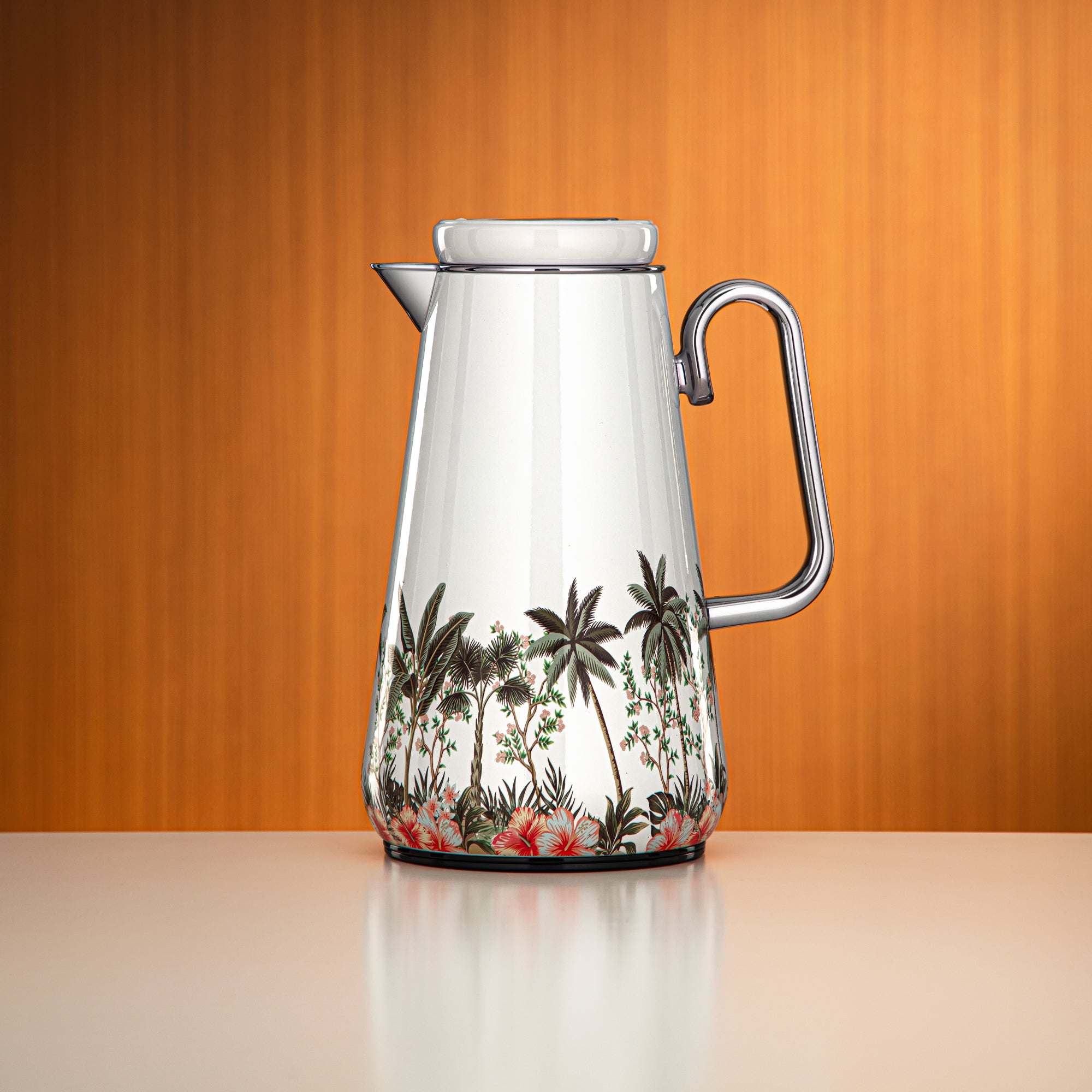 Almarjan Vacuum Flask 1L Floral & Silver