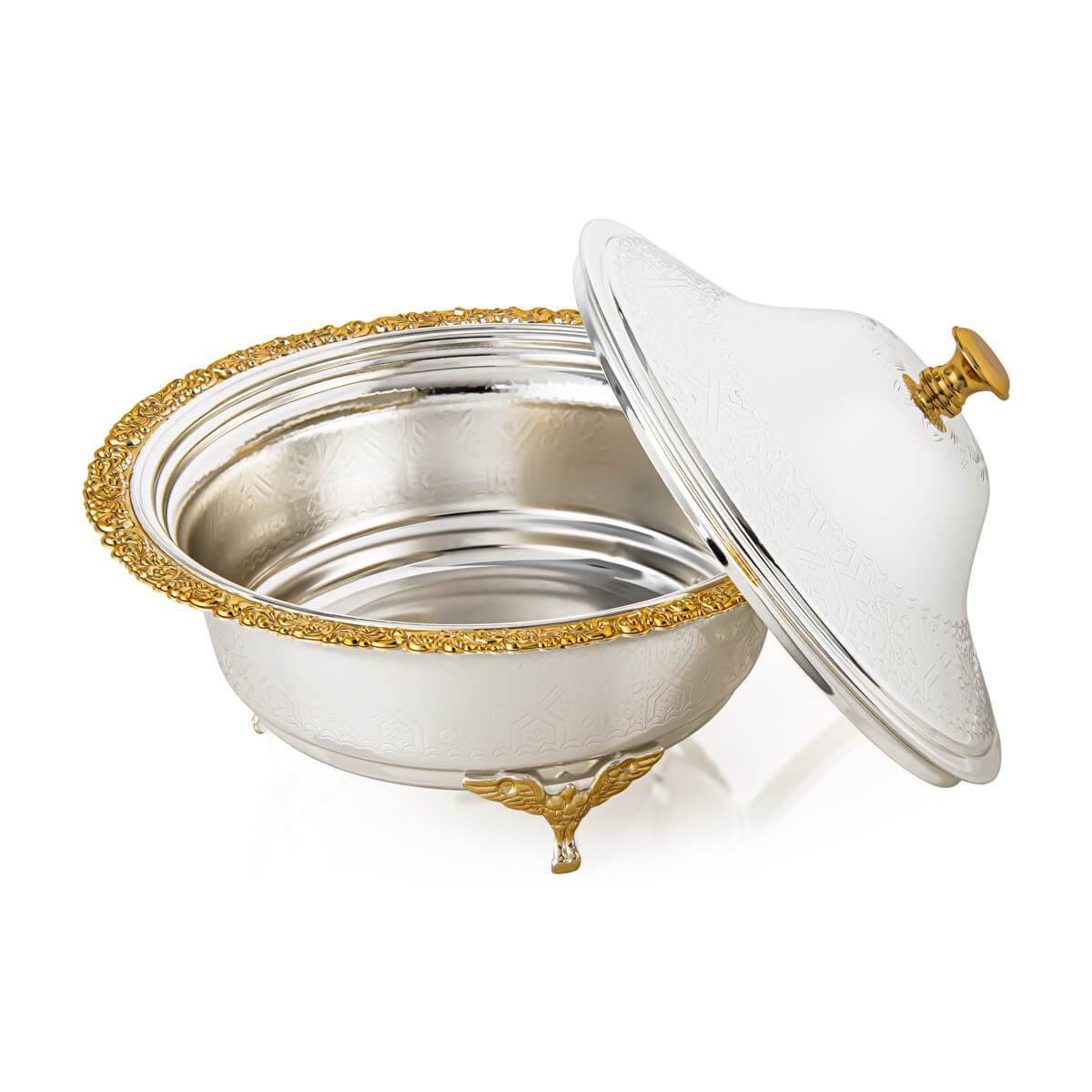 Shop ALMARJAN 22 CM Date Bowl With Cover Silver & Goldat Almarjanstore.com - UAE