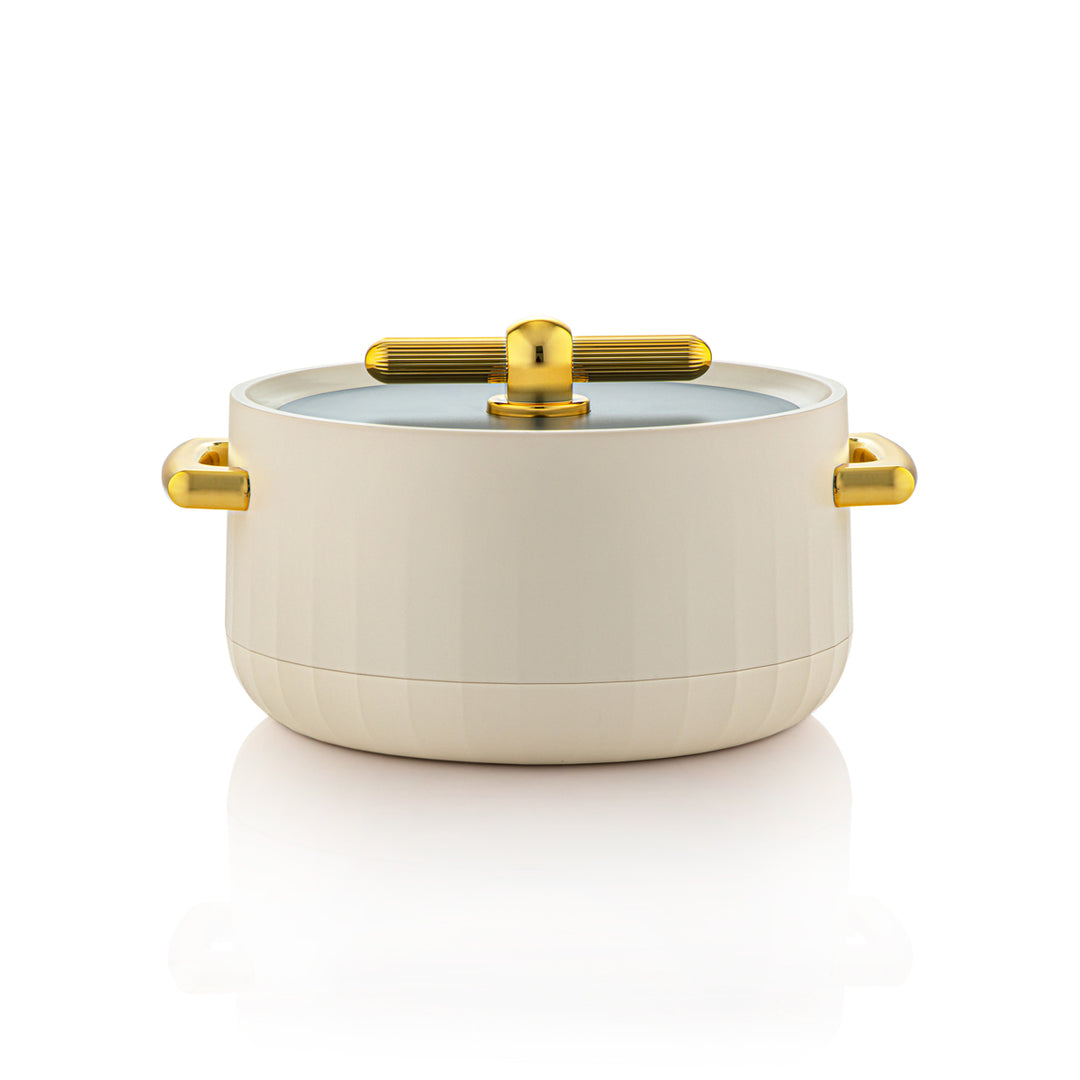 Forever Gold 3 Pieces Plastic Hot Pot Matt Ivory & Gold With Grey Cover EF-MIV/MEG