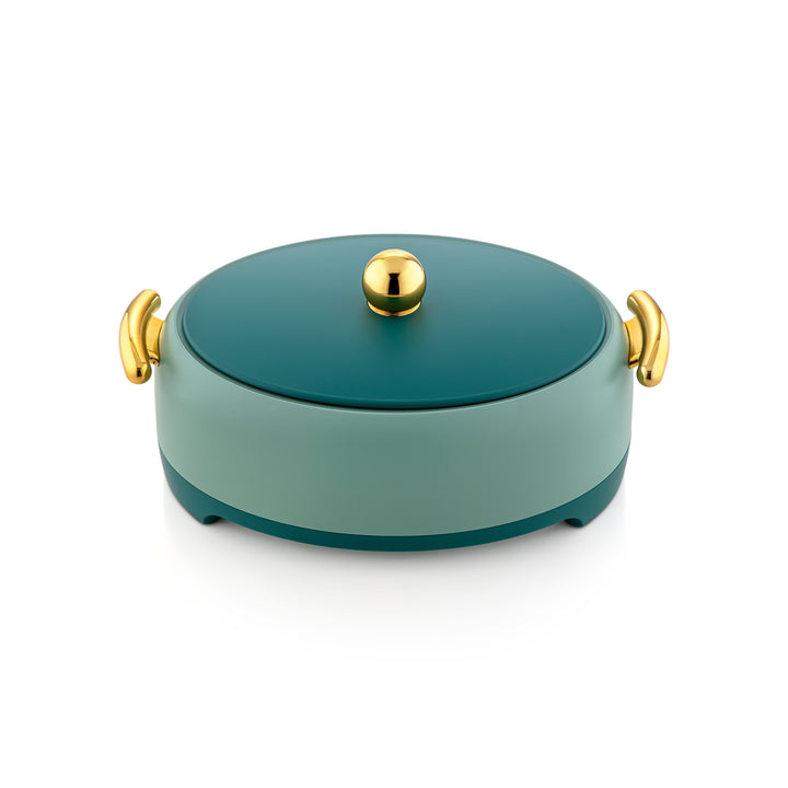Forever Gold 3-stykke Oval Plastic Hot Pot Olive Green &amp; Gold - EGSET OG/G