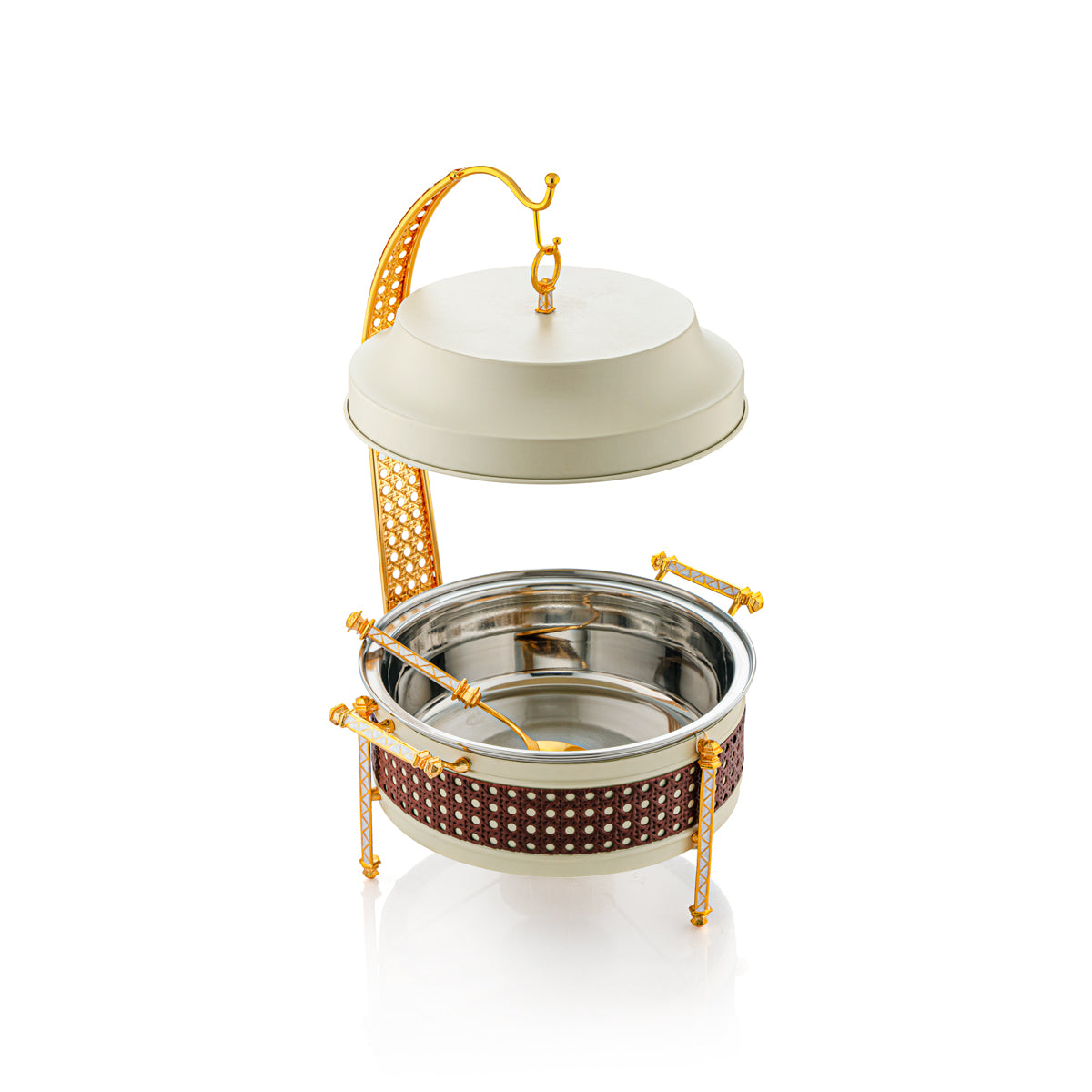 Almarjan 3000 ML Al Waha Collection Food Warmer Matt Beige & Gold - FW160-MBB-M