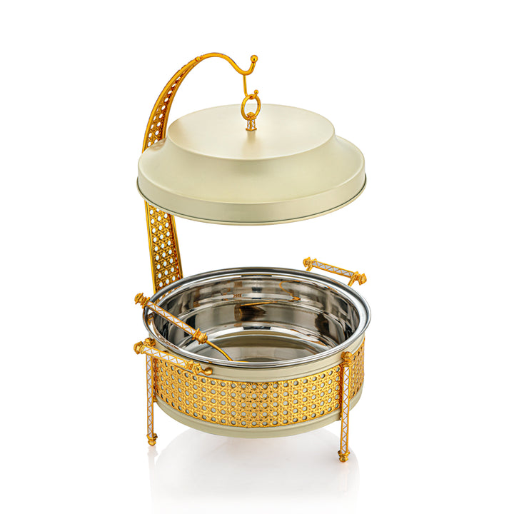 Almarjan 3500 ML Al Waha Collection Food Warmer matbeige og guld - FW160-MBG-L