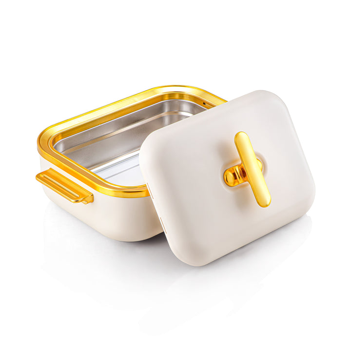 Almarjan 4 liter rektangel plastik Hot Pot Beige &amp; Gold - HP03-400 Beige Gold
