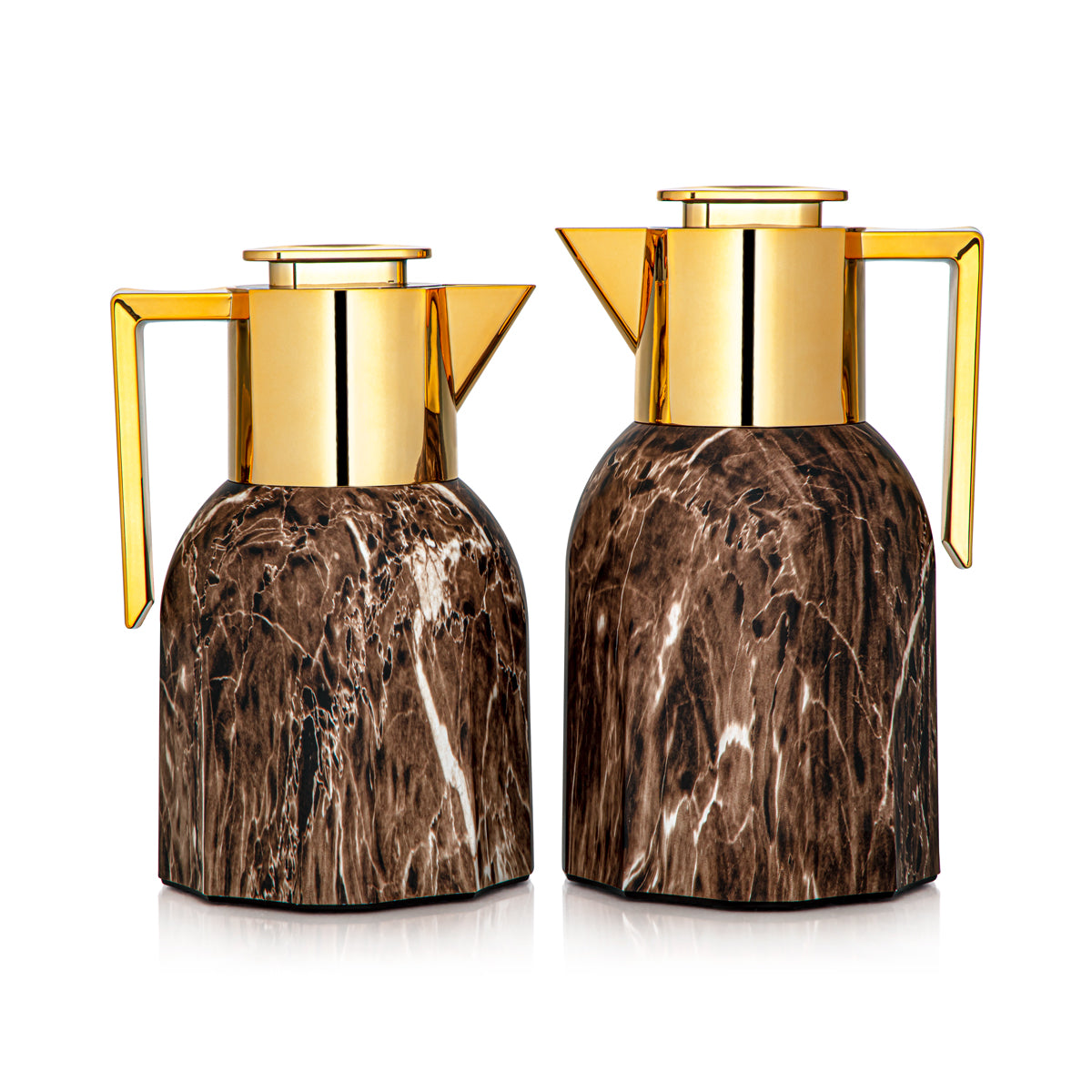 Almarjan 2 Pieces Vacuum Flask Set Brown Marble & Gold - MAG-MRB