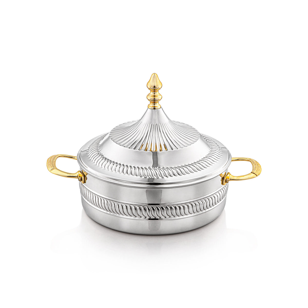 Almarjan 25 CM Brass Hot Pot Silver & Gold - MD-2933D