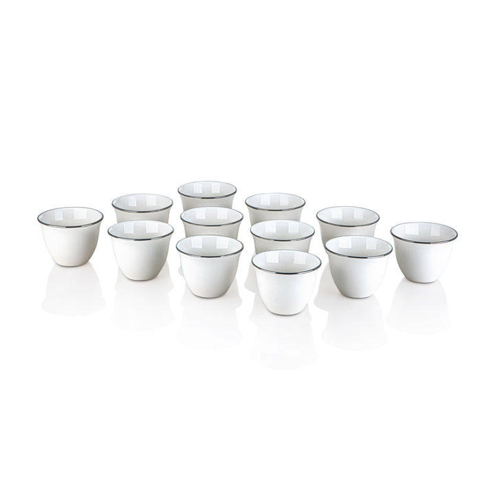 Almarjan Cawa-kopper i 12 stykker porcelæn med sølvkant - PAS0010010