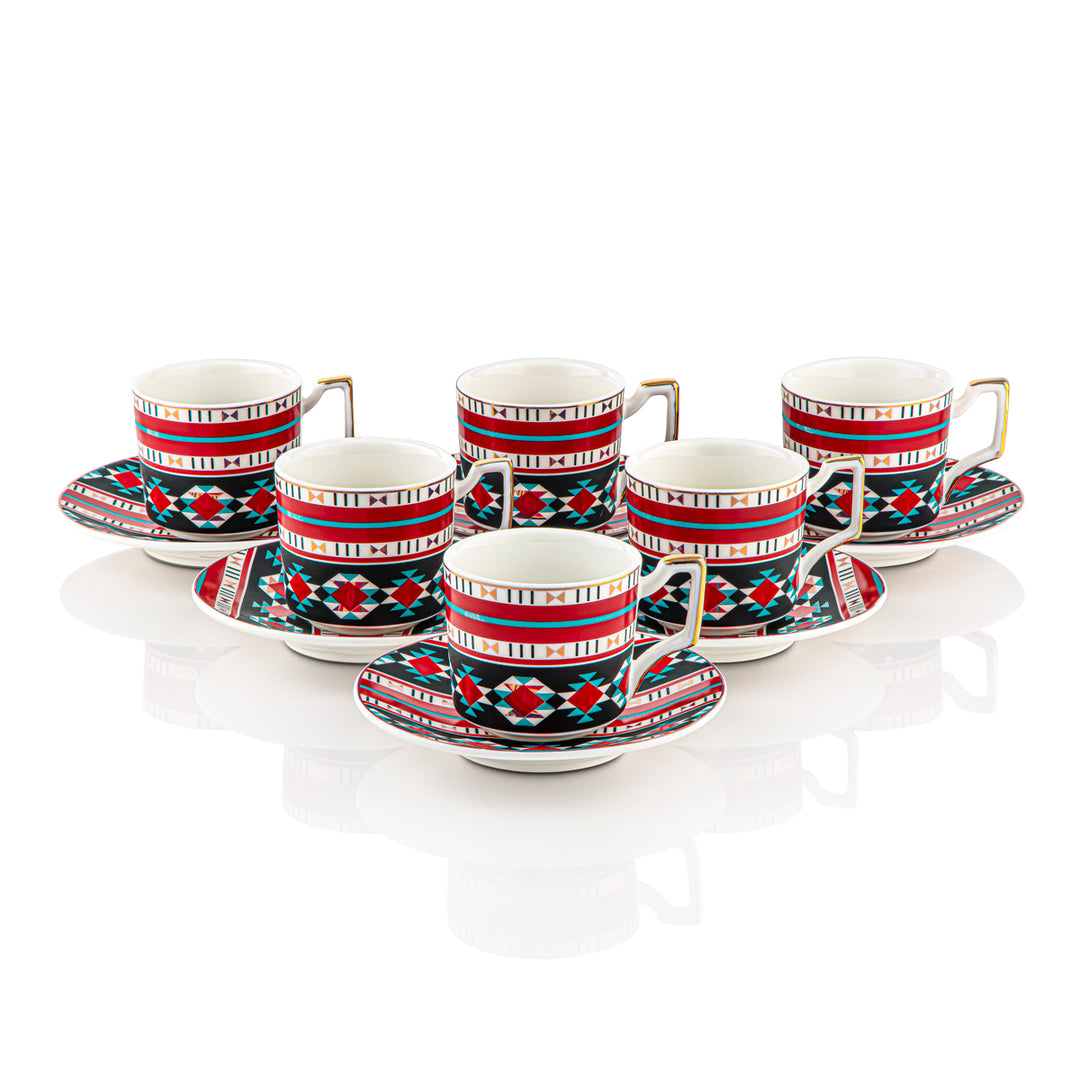 Almarjan 6 stykker Fonon Collection tyrkisk kaffekop og underkop - 7645