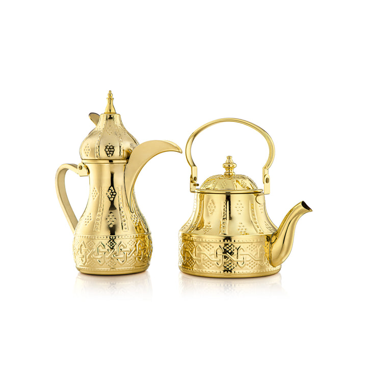 Almarjan 2 Pieces Sahara Collection Stainless Steel Dallah &amp; Kedel sæt Guld - STS0010984