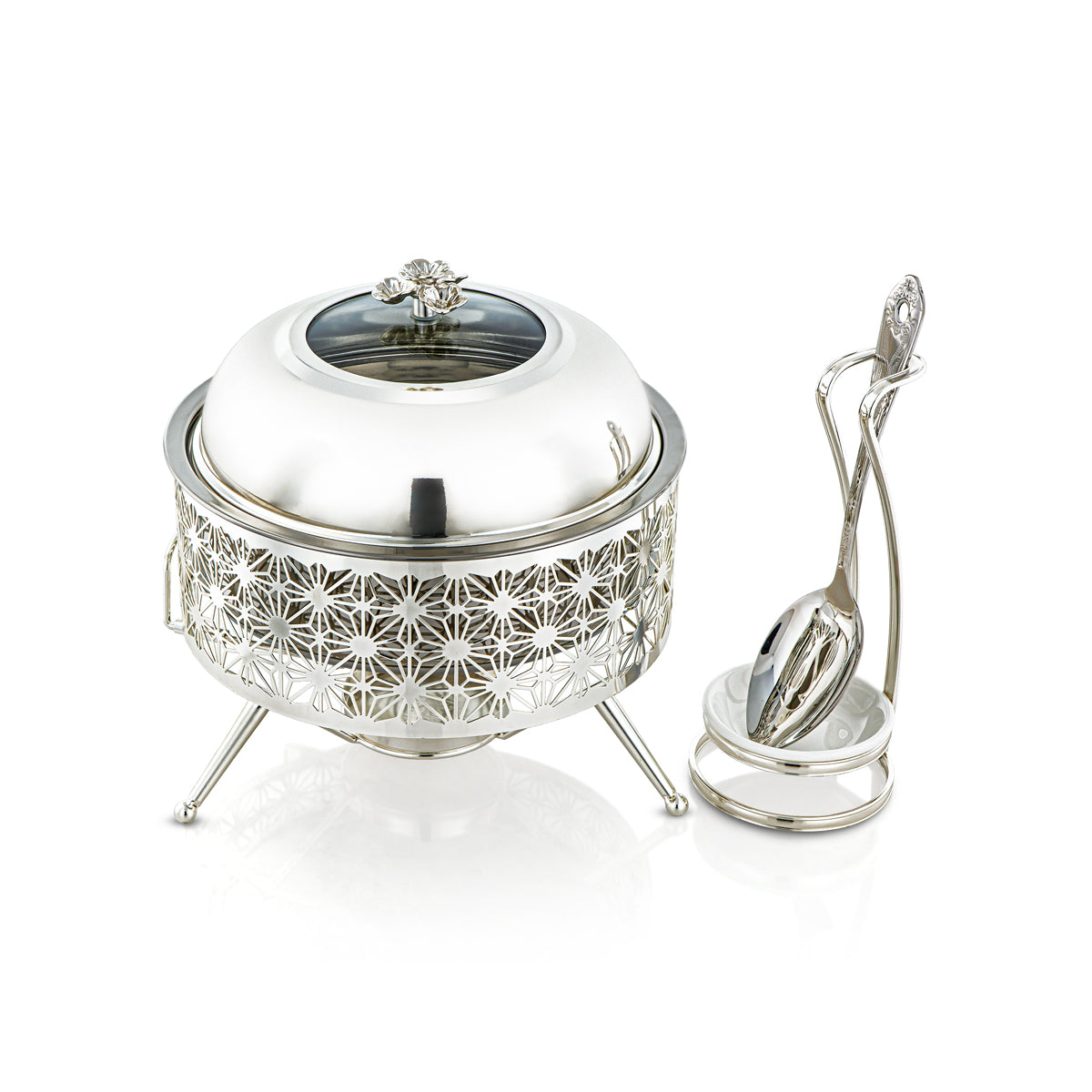 Almarjan 2000 ML Chafing Dish With Spoon Silver - STS0012904