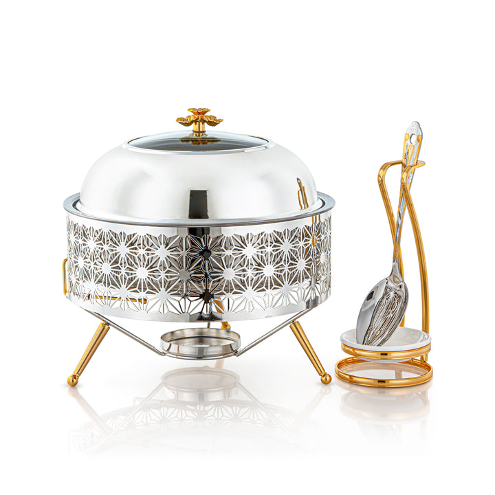 Almarjan 3000 ML Chafing Dish Avec Cuillère Argent &amp; Or - STS0012909