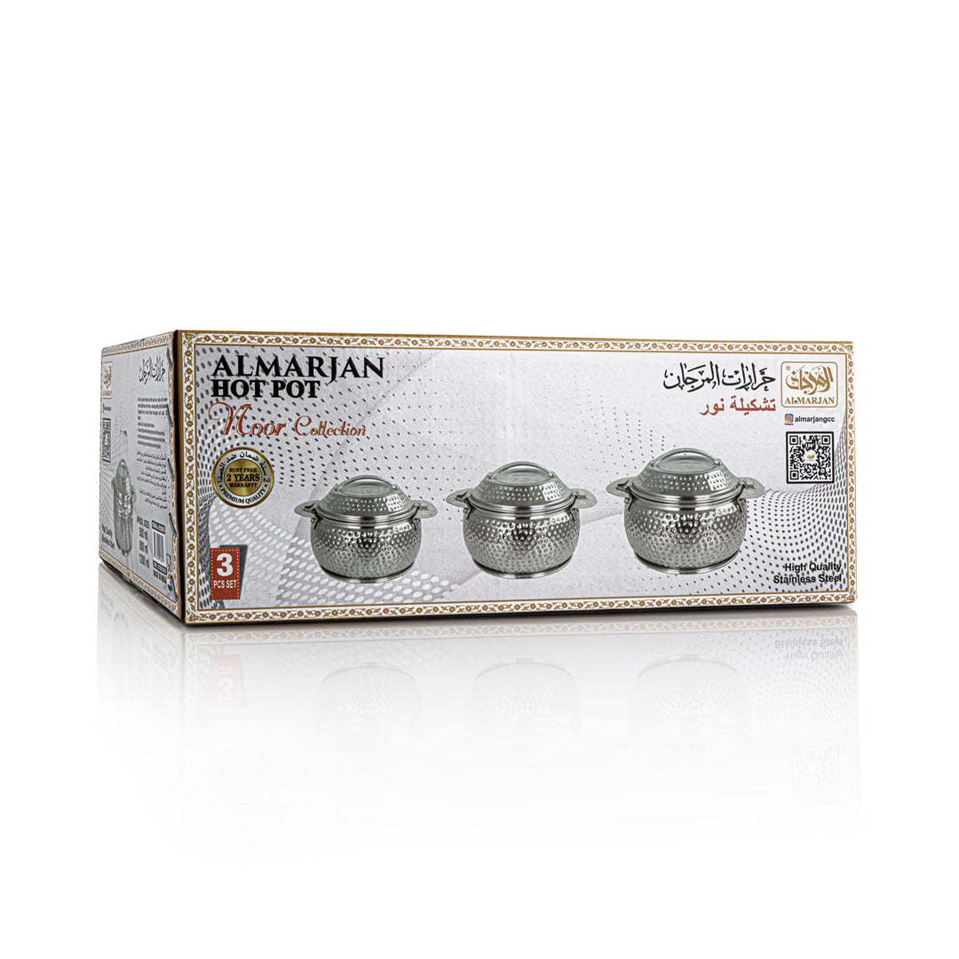 Almarjan 3 stykker Noor Collection Mini Rustfrit Stål Hot Pot Sølv H22M56