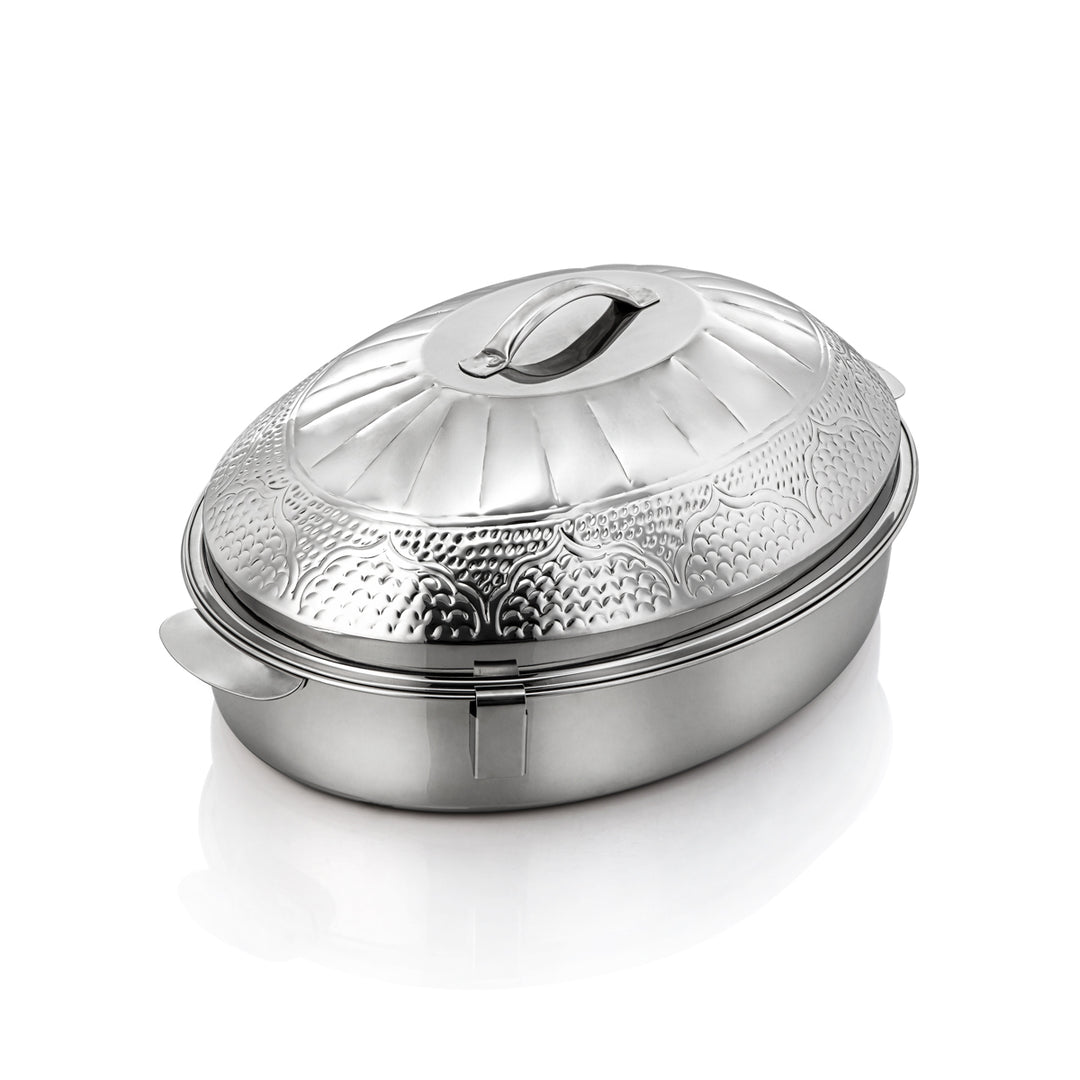 Almarjan 50 CM Marmar Collection Stainless Steel Oval Hot Pot Silver - H23M15