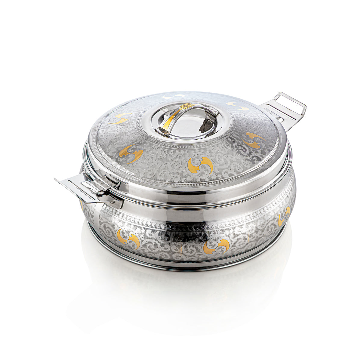 Almarjan 3 Pieces Maha Collection Stainless Steel Hot Pot Silver & Gold - H23EPG15HG