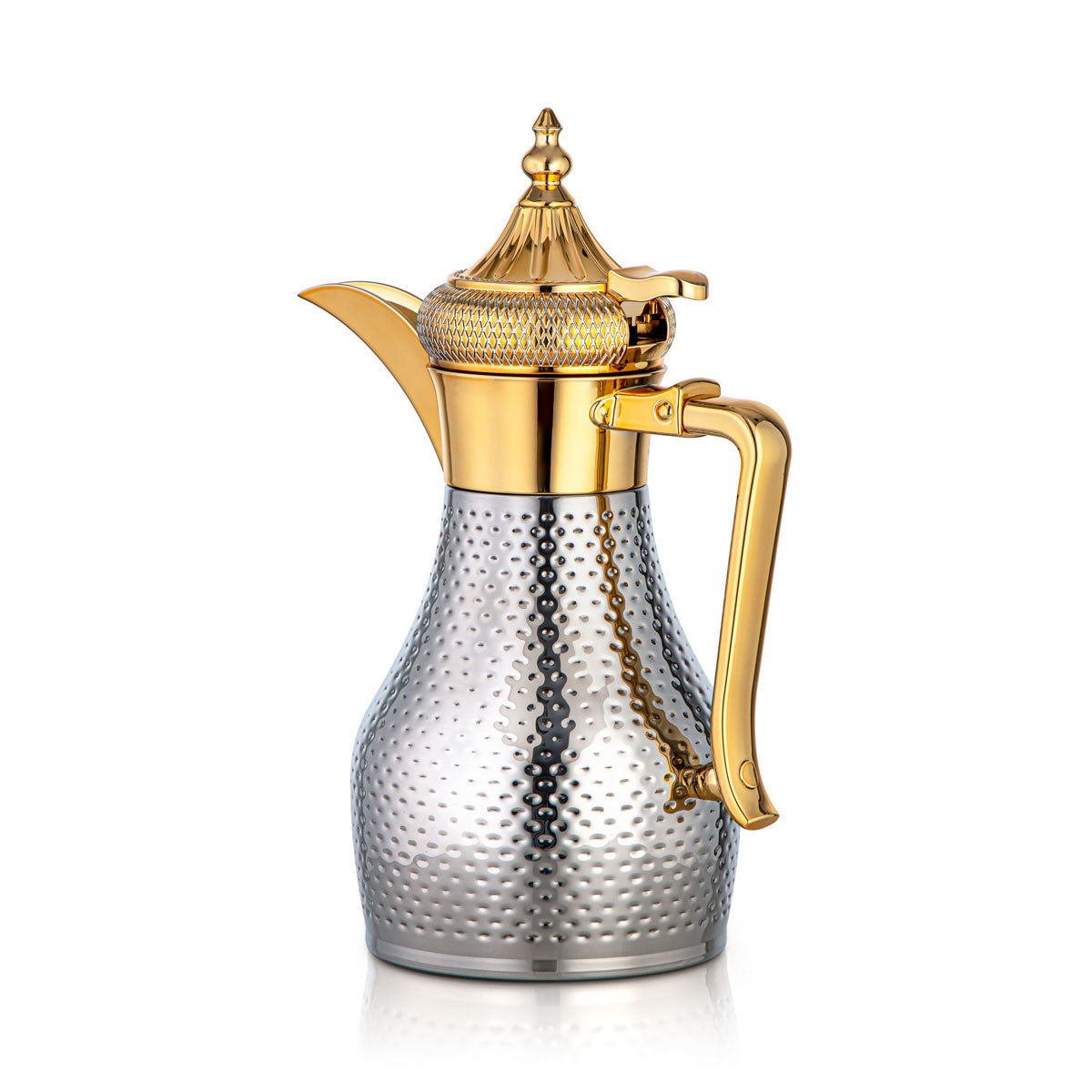 Almarjan 1 Liter Stainless Steel Vacuum Dallah Silver & Gold - SUD/H-100-CRG