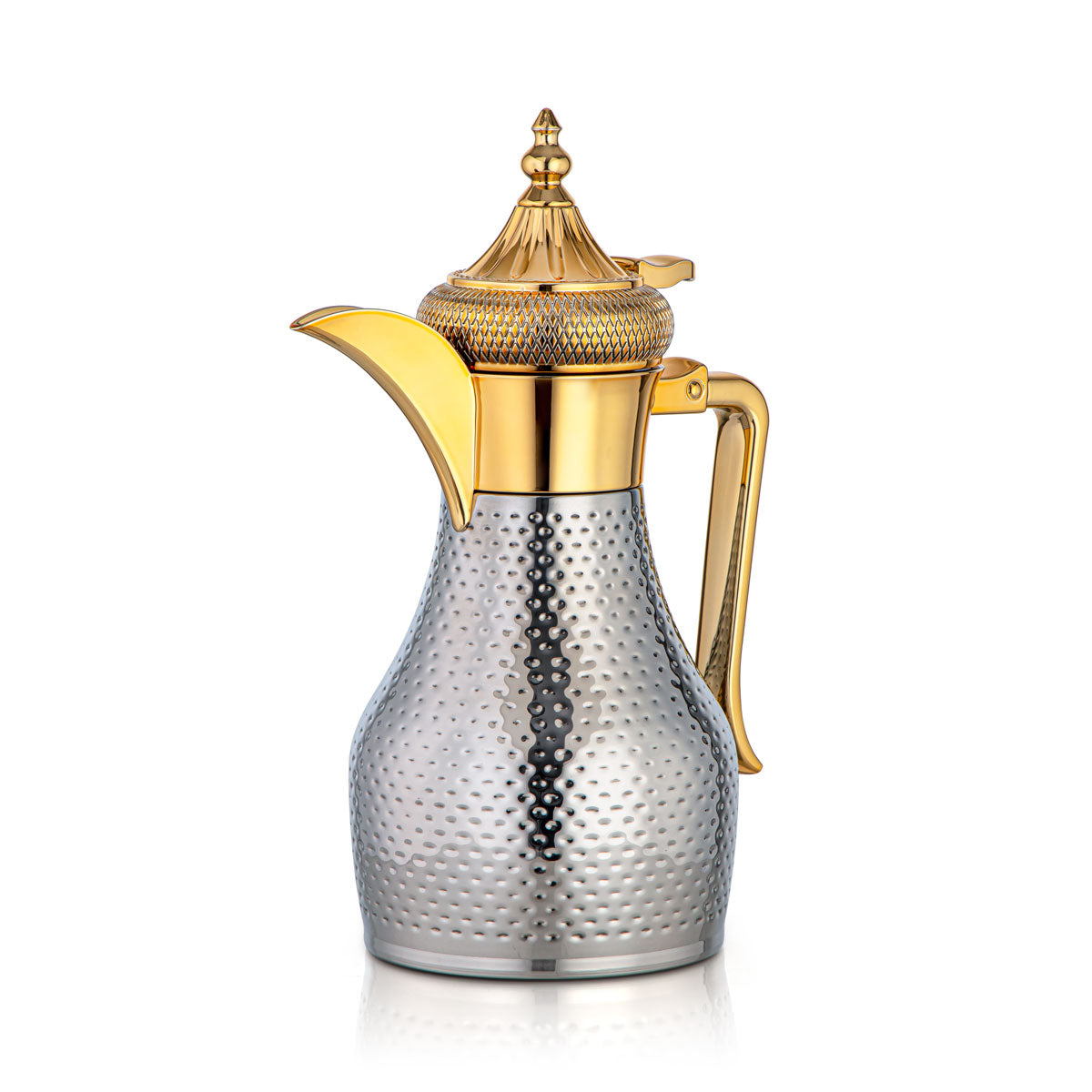 Almarjan 1 Liter Stainless Steel Vacuum Dallah Silver & Gold - SUD/H-100-CRG