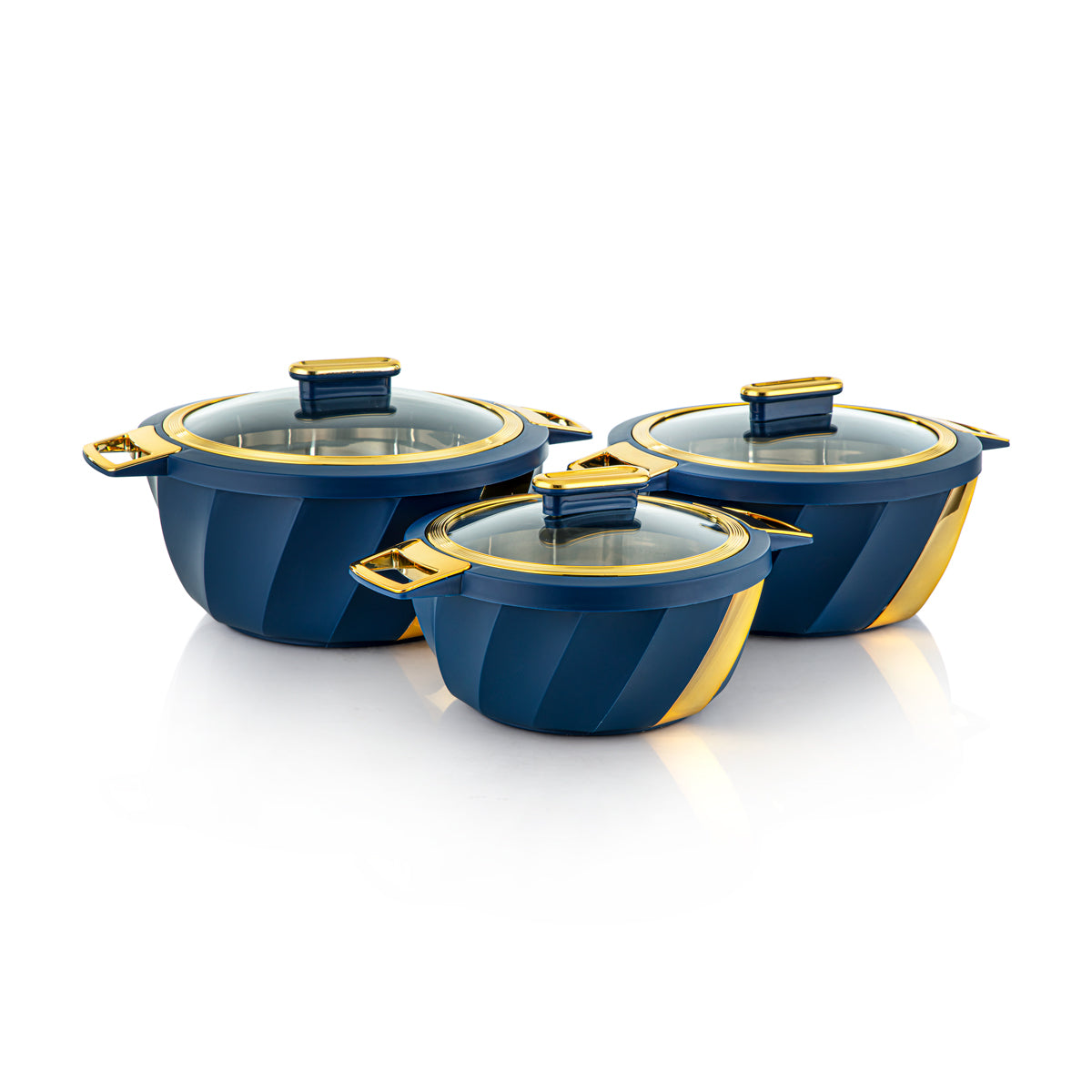 Almarjan 3 stykke Salwa Collection Plastic Hot Pot Blå &amp; Guld - SW001G DB/G