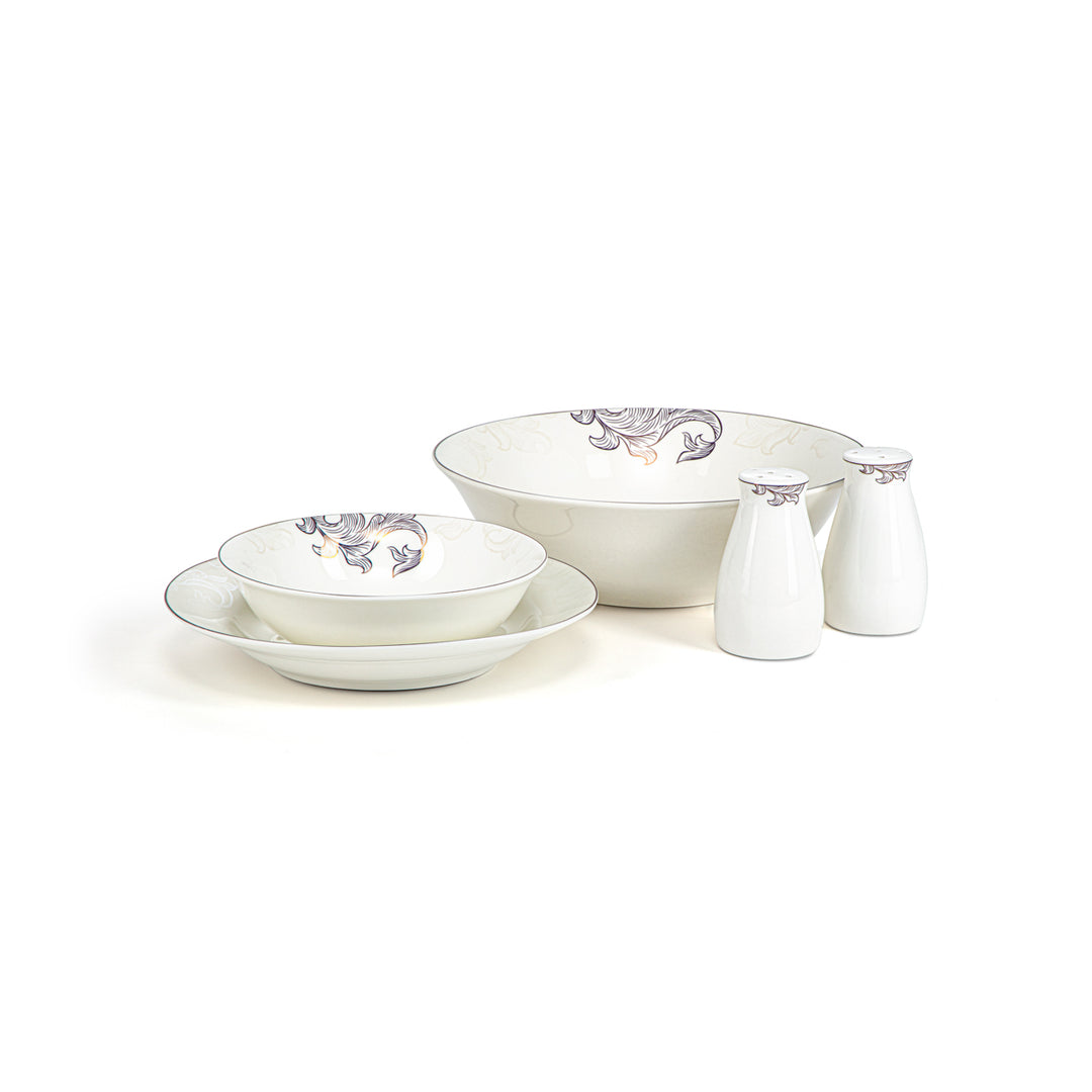 Service de table en porcelaine tendre 46 pièces Almarjan - SX-017