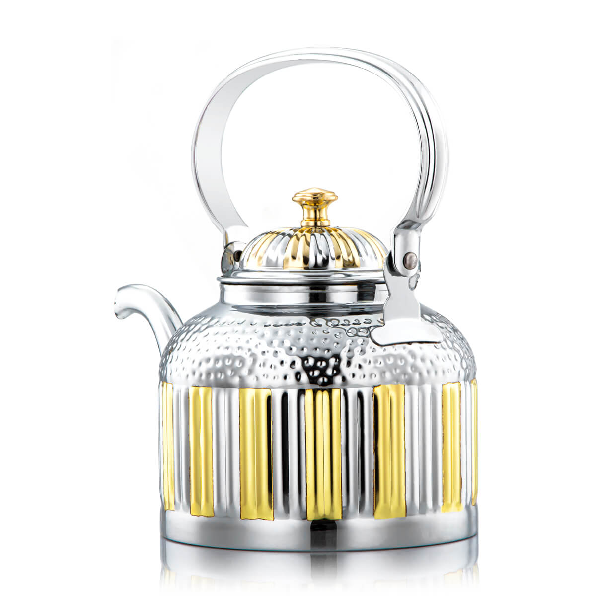  Almarjan 2 Liter Maraba'a Collection Stainless Steel Tea Kettle Silver & Gold - STS0010694 
