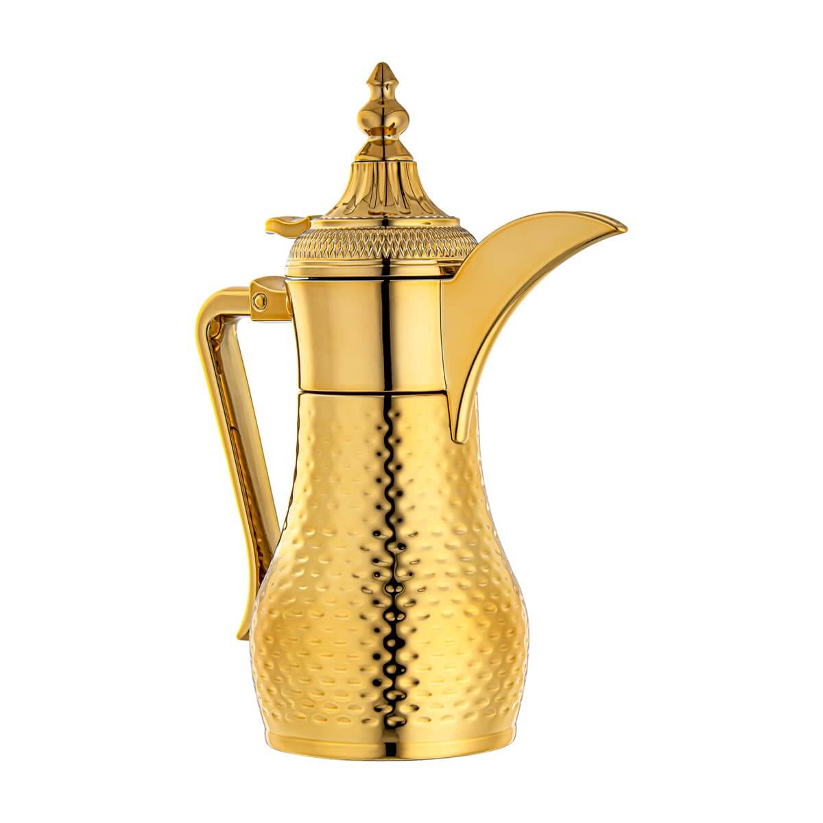 ALMARJAN Stainless Steel Double Wall Hammered Collection Vacuum Dallah Gold 0.35 Liter SUD-H-035-G